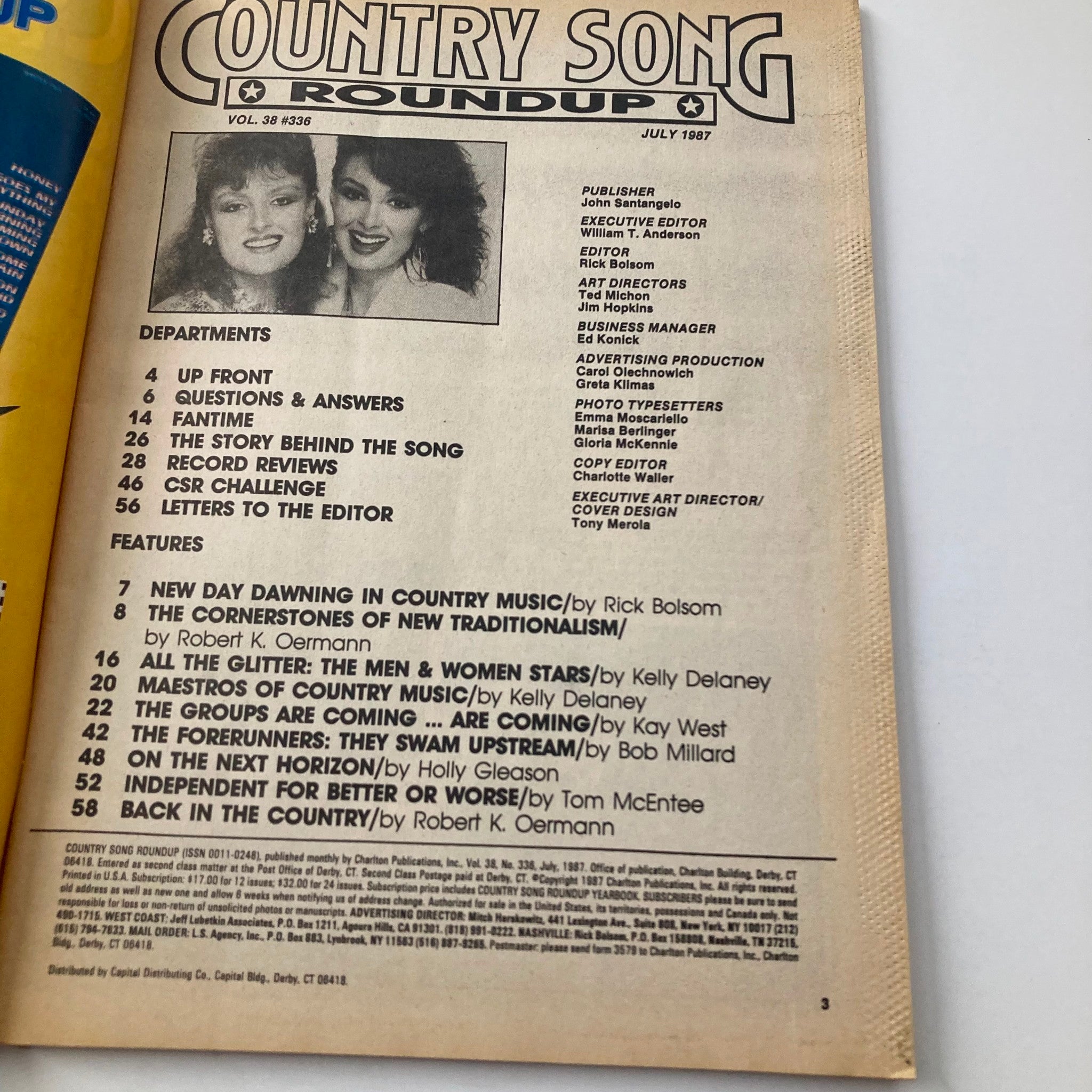 VTG Country Song Roundup Magazine July 1987 The Judds and Ricky Skaggs