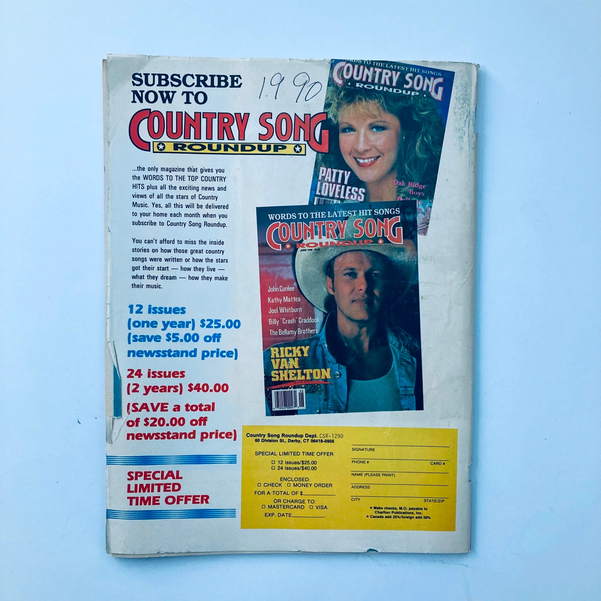 VTG Country Song Roundup Magazine December 1990 Clint Black and Lorrie Morgan