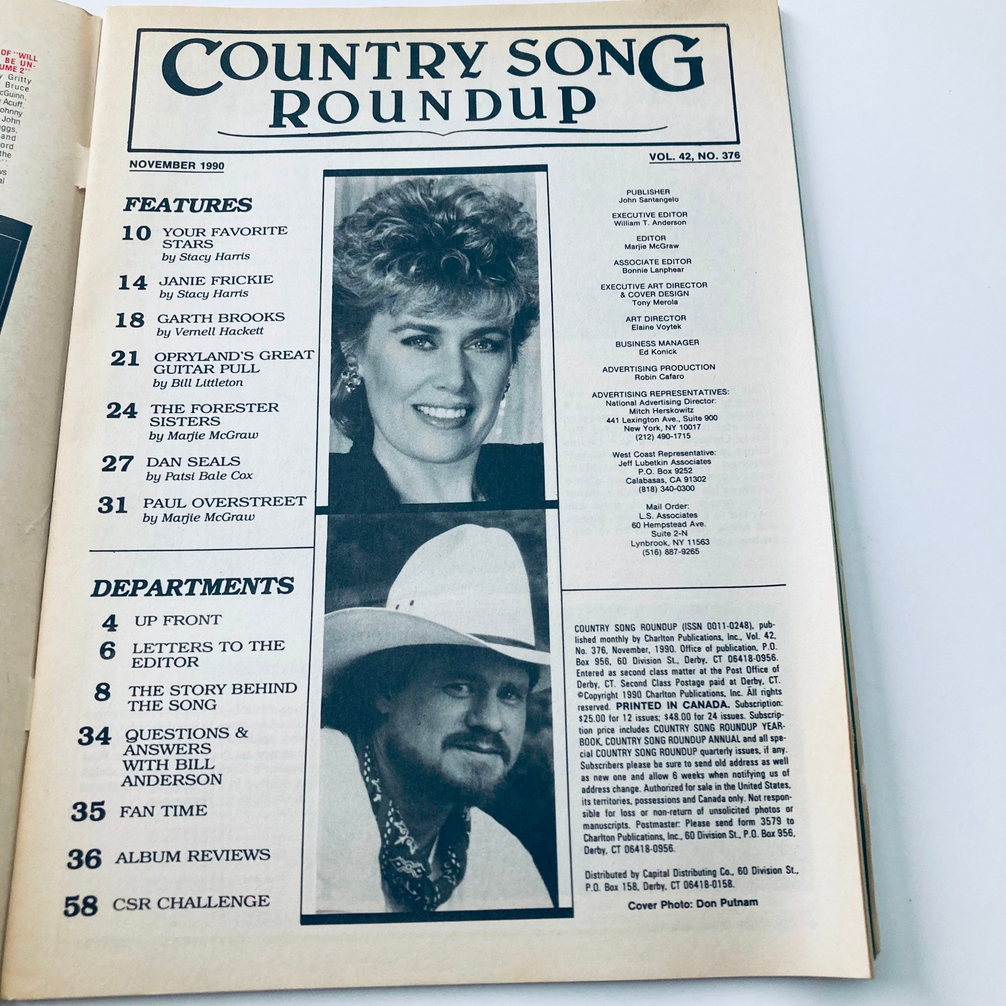 VTG Country Song Roundup Magazine November 1990 Garth Brooks & Janie Frickie