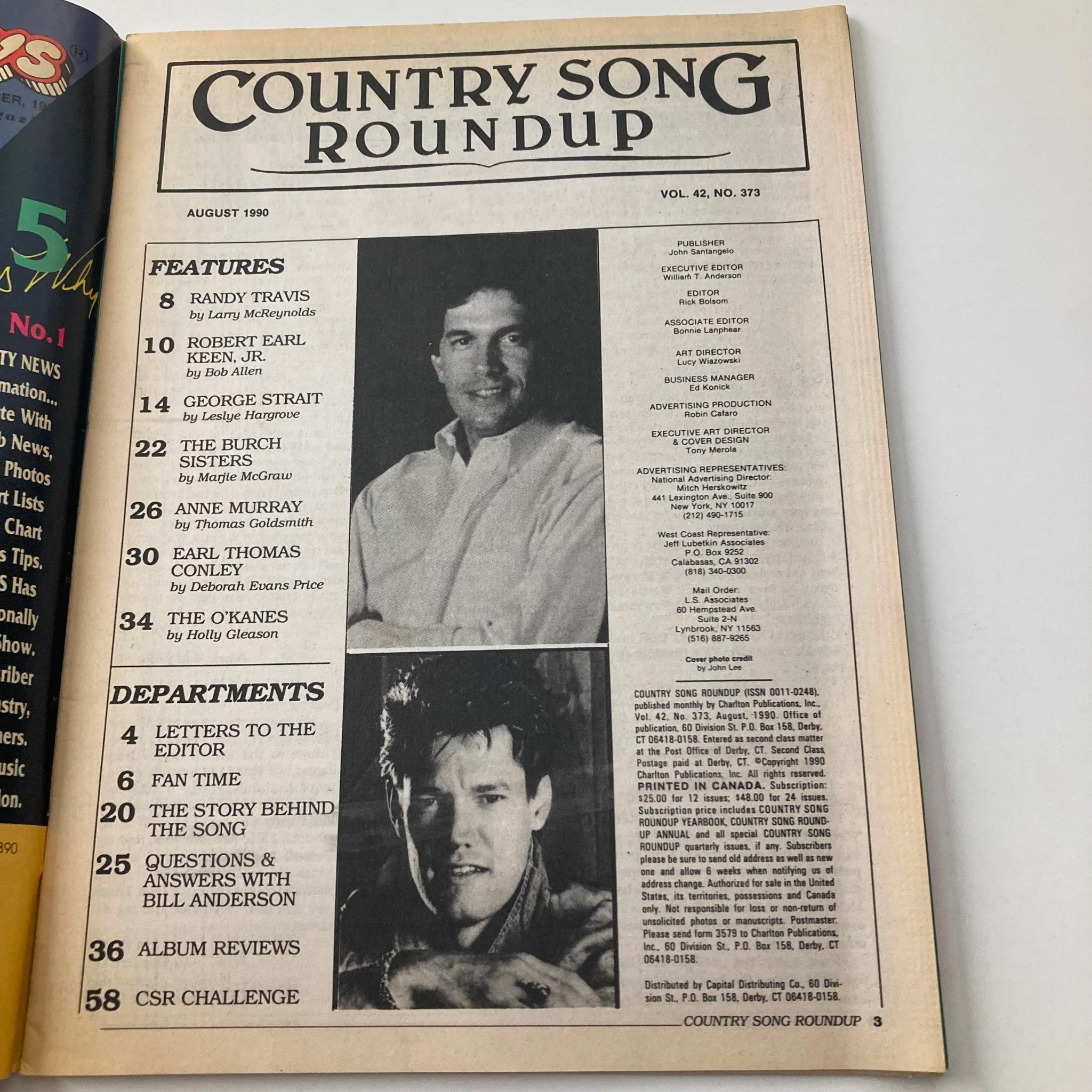 VTG Country Song Roundup Magazine August 1990 George Stratt & Anne Murray