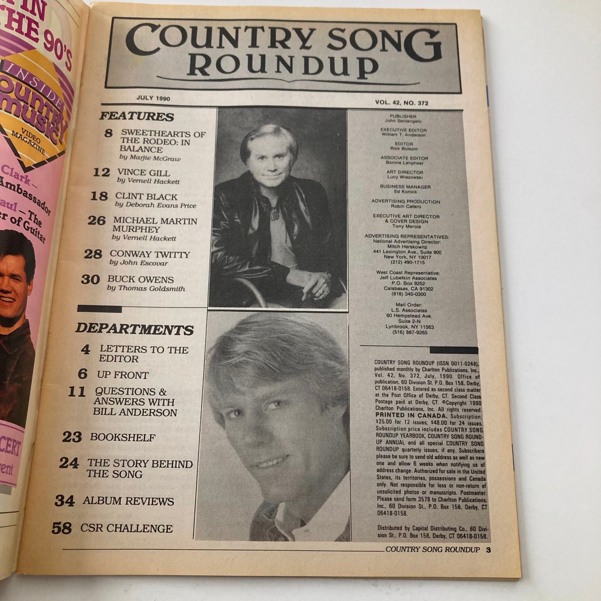 VTG Country Song Roundup Magazine July 1990 Clint Black & Vince Gill