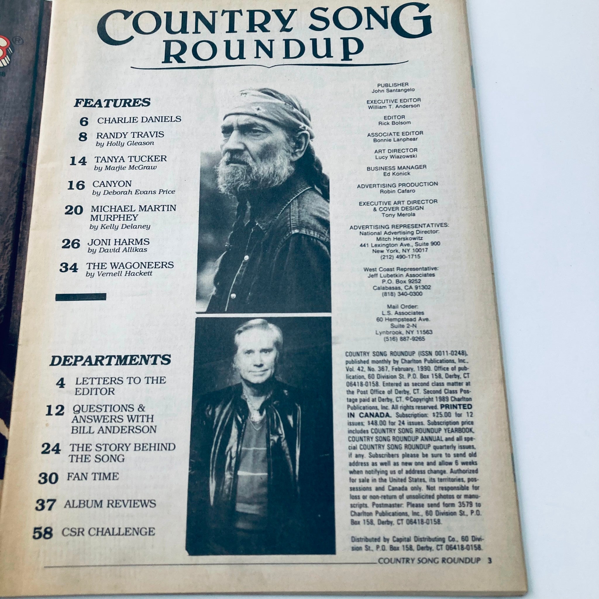 VTG Country Song Roundup Magazine February 1990 Randy Travis and Tanya Tucker