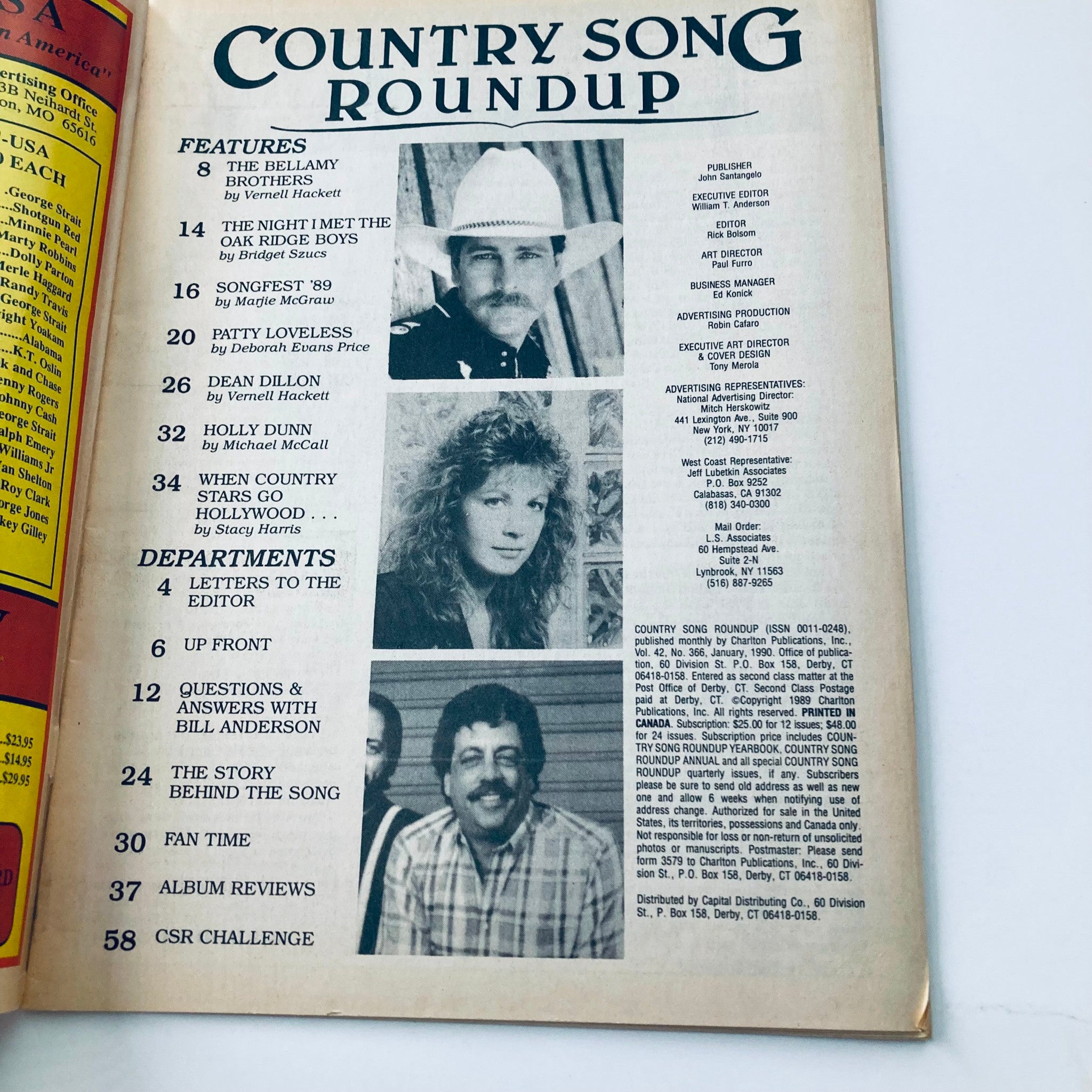 VTG Country Song Roundup Magazine January 1990 Patty Loveless & Oak Ridge Boys