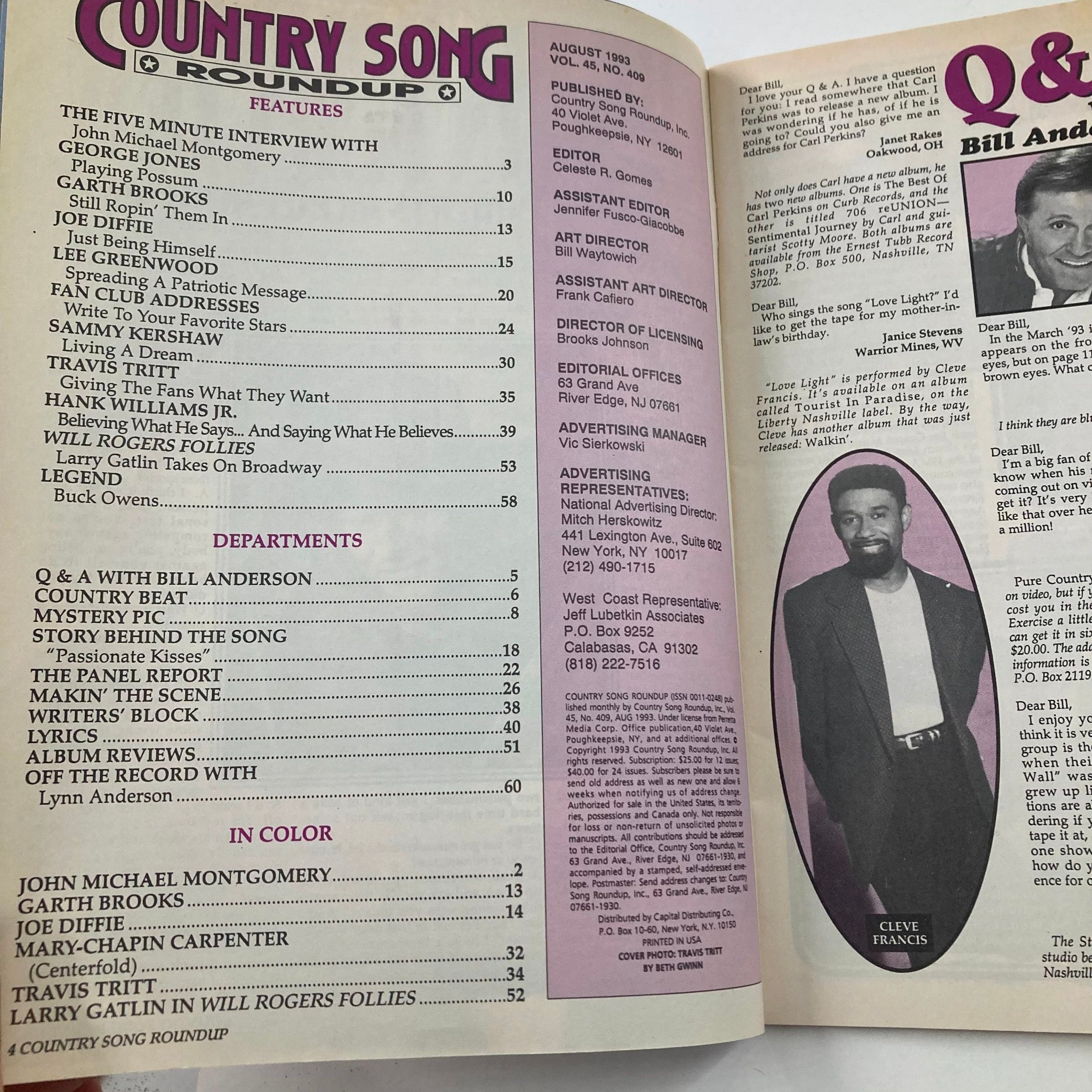 Country Song Roundup Magazine August 1993 Travis Tritt & Joe Diffie No Label