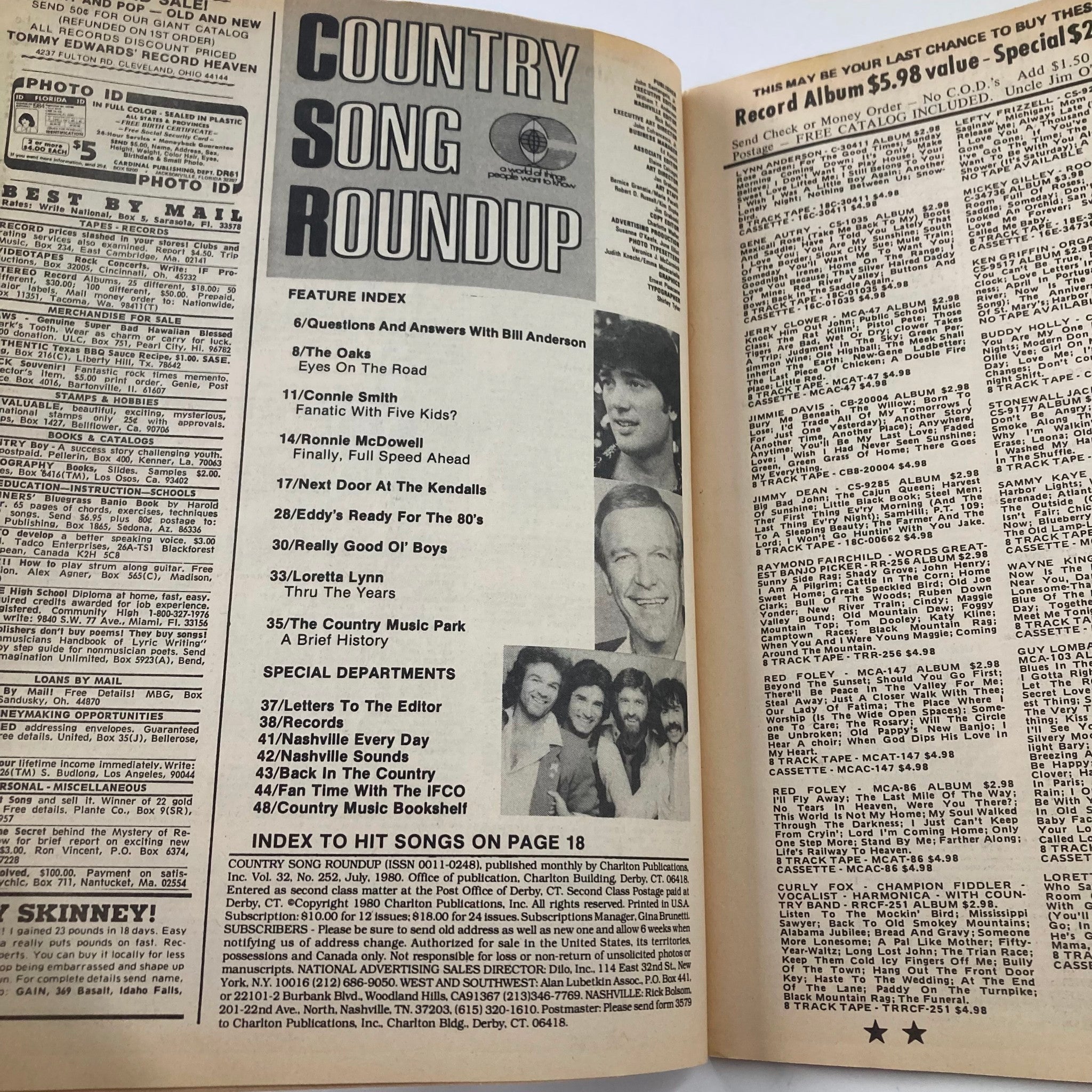 VTG Country Song Roundup Magazine July 1980 Ronnie McDowell & Eddy Arnold