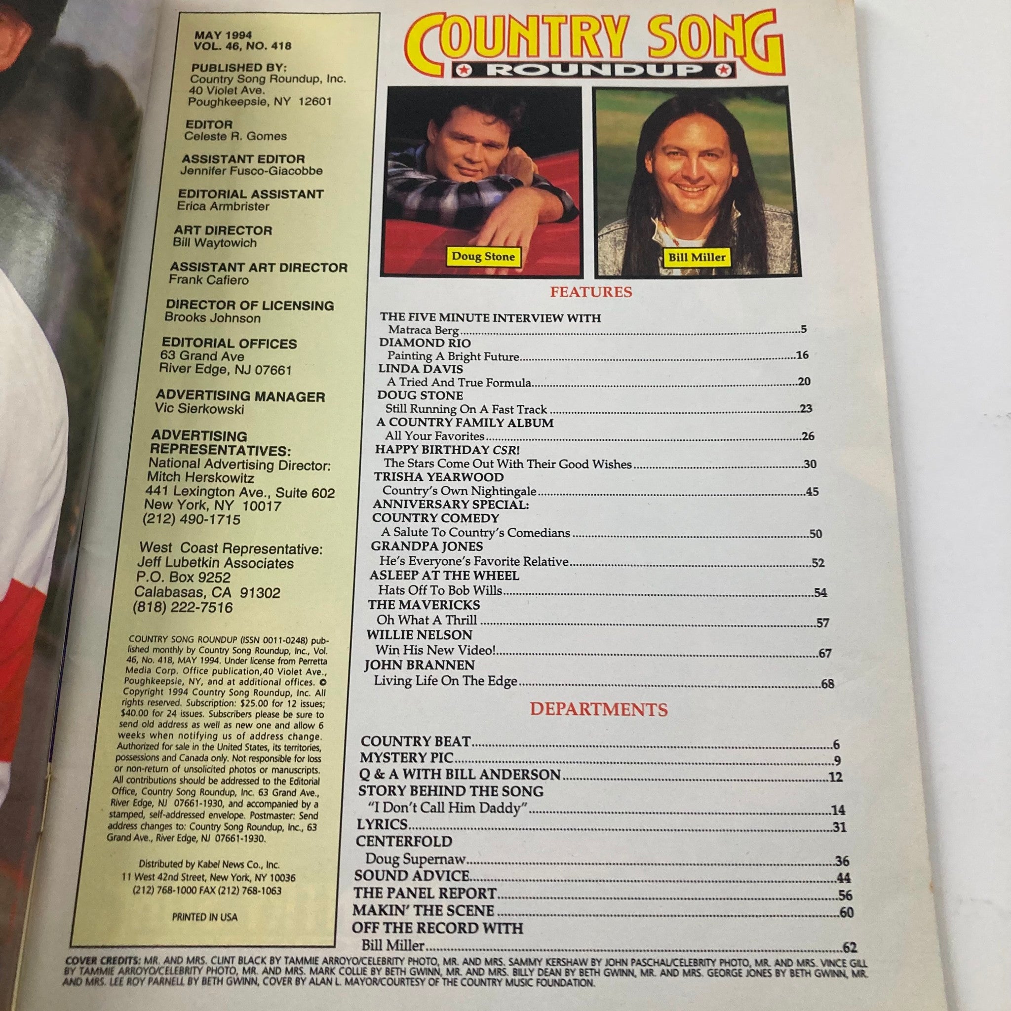 Country Song Roundup Magazine May 1994 Mr. and Mrs. Clint Buck No Label