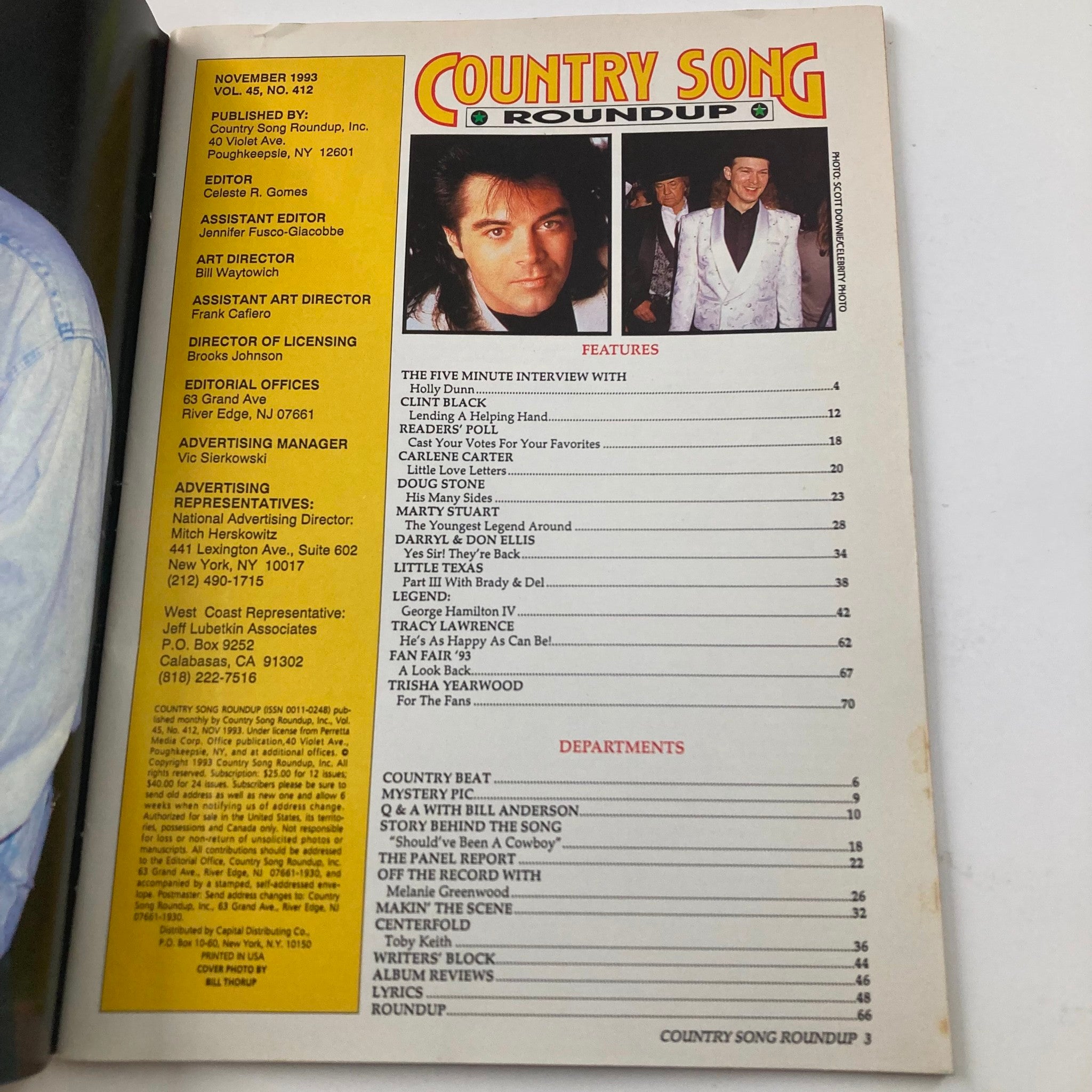 Country Song Roundup Magazine November 1993 Marty Stuart & Holly Dunn No Label