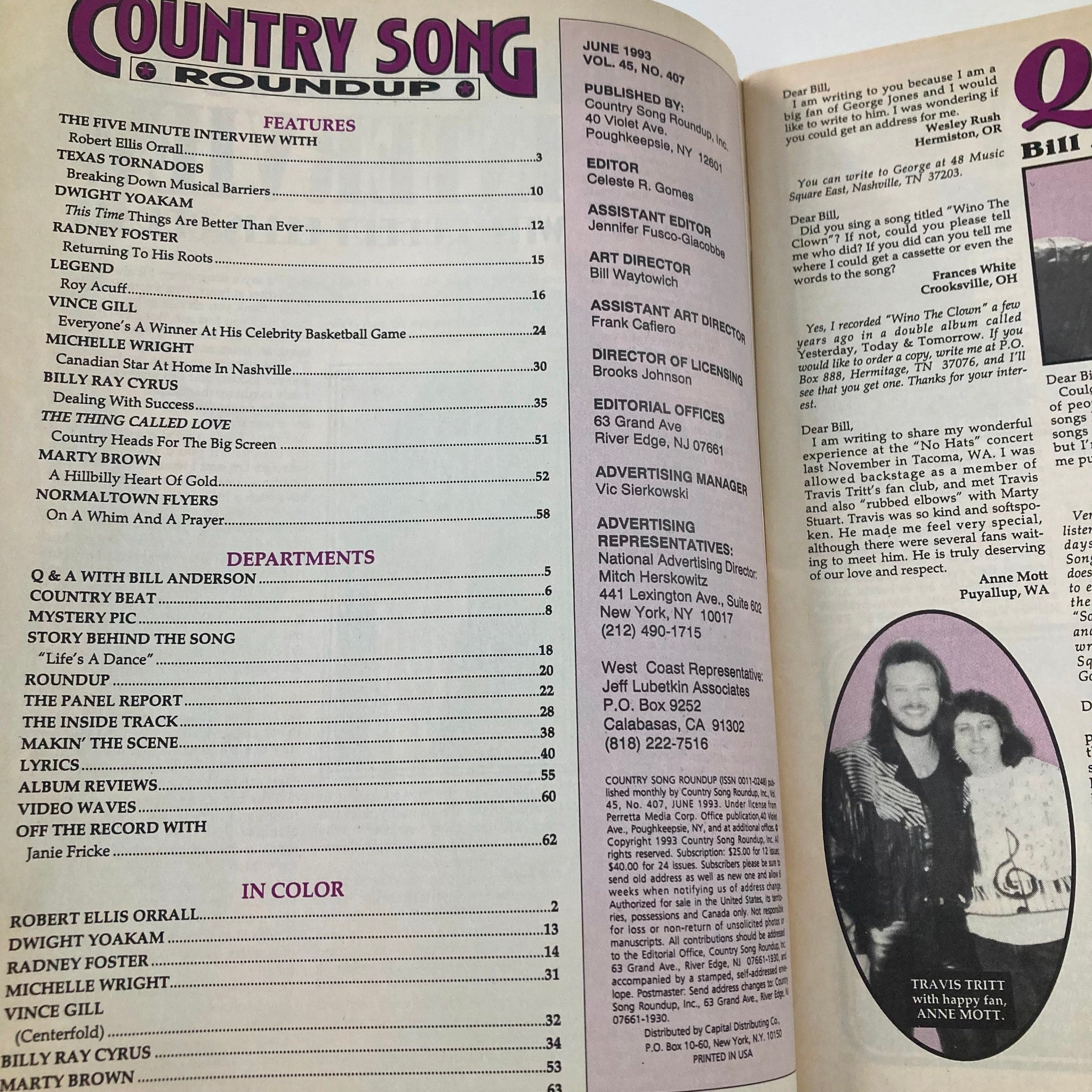 Country Song Roundup Magazine June 1993 Dwight Yoakam Tour Break No Label