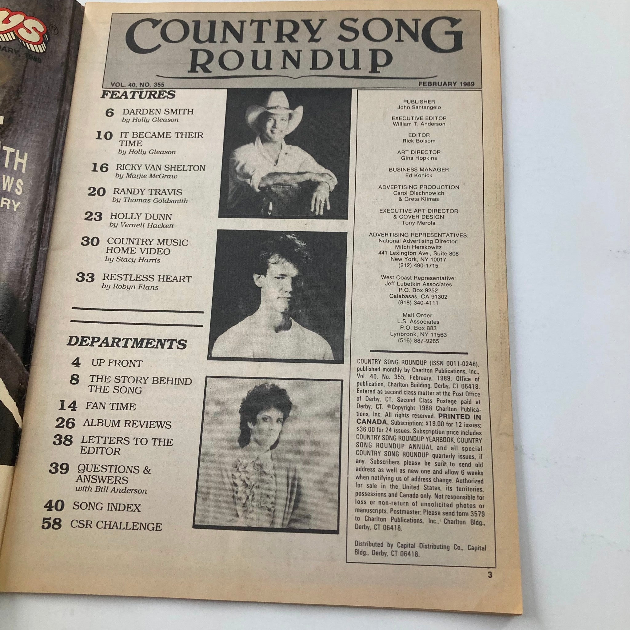 Country Song Roundup Magazine February 1989 Randy Travis & Ricky Van Shelton