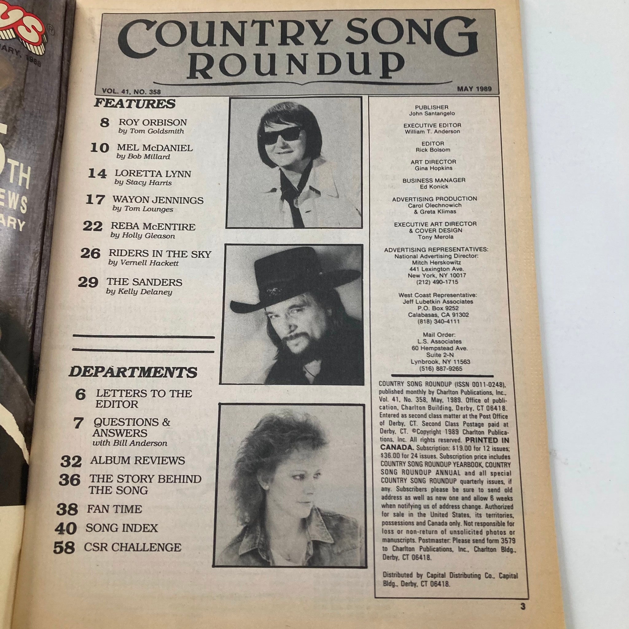 VTG Country Song Roundup Magazine May 1989 Reba McEntire and Loretta Lynn