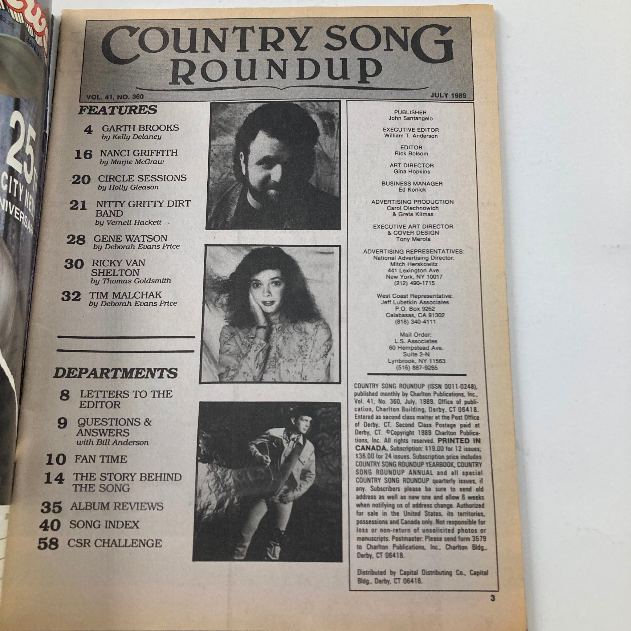 VTG Country Song Roundup Magazine July 1989 Ricky Van Shelton & Gene Watson