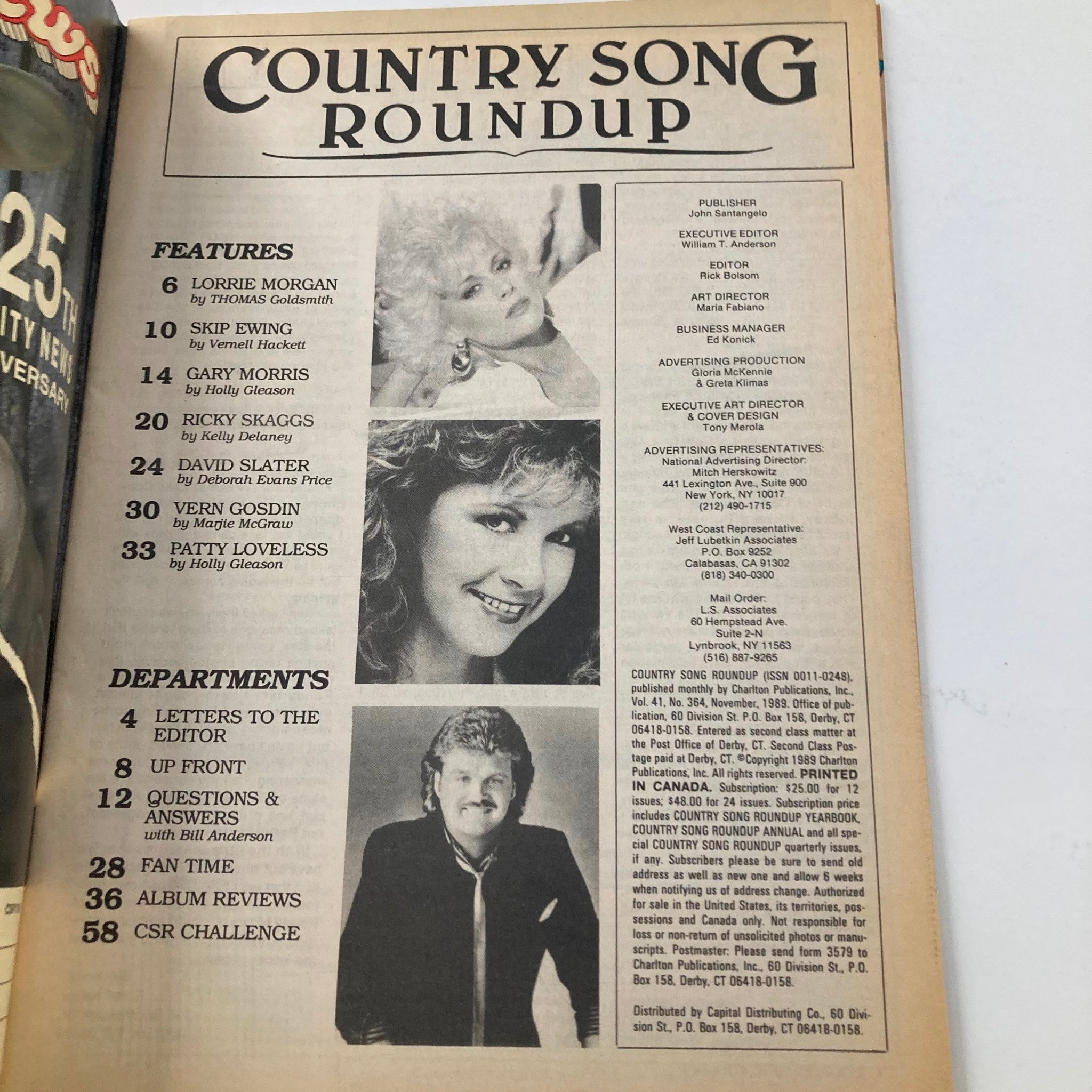 VTG Country Song Roundup Magazine November 1989 Ricky Skaggs & Vern Gosdin