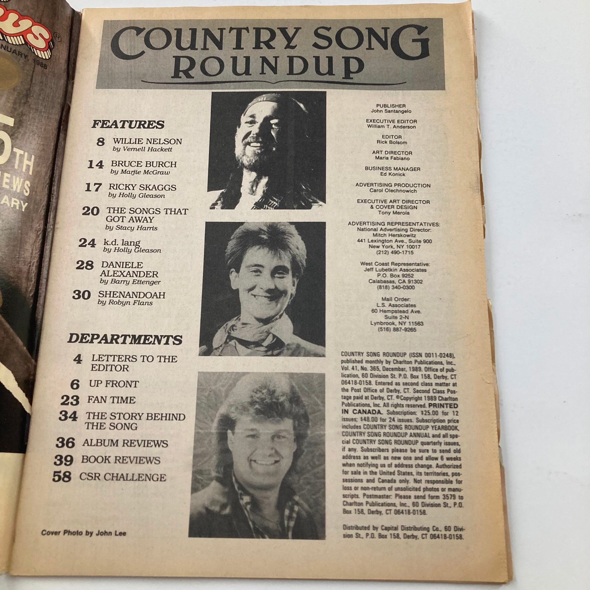 VTG Country Song Roundup Magazine December 1989 Willie Nelson No Label