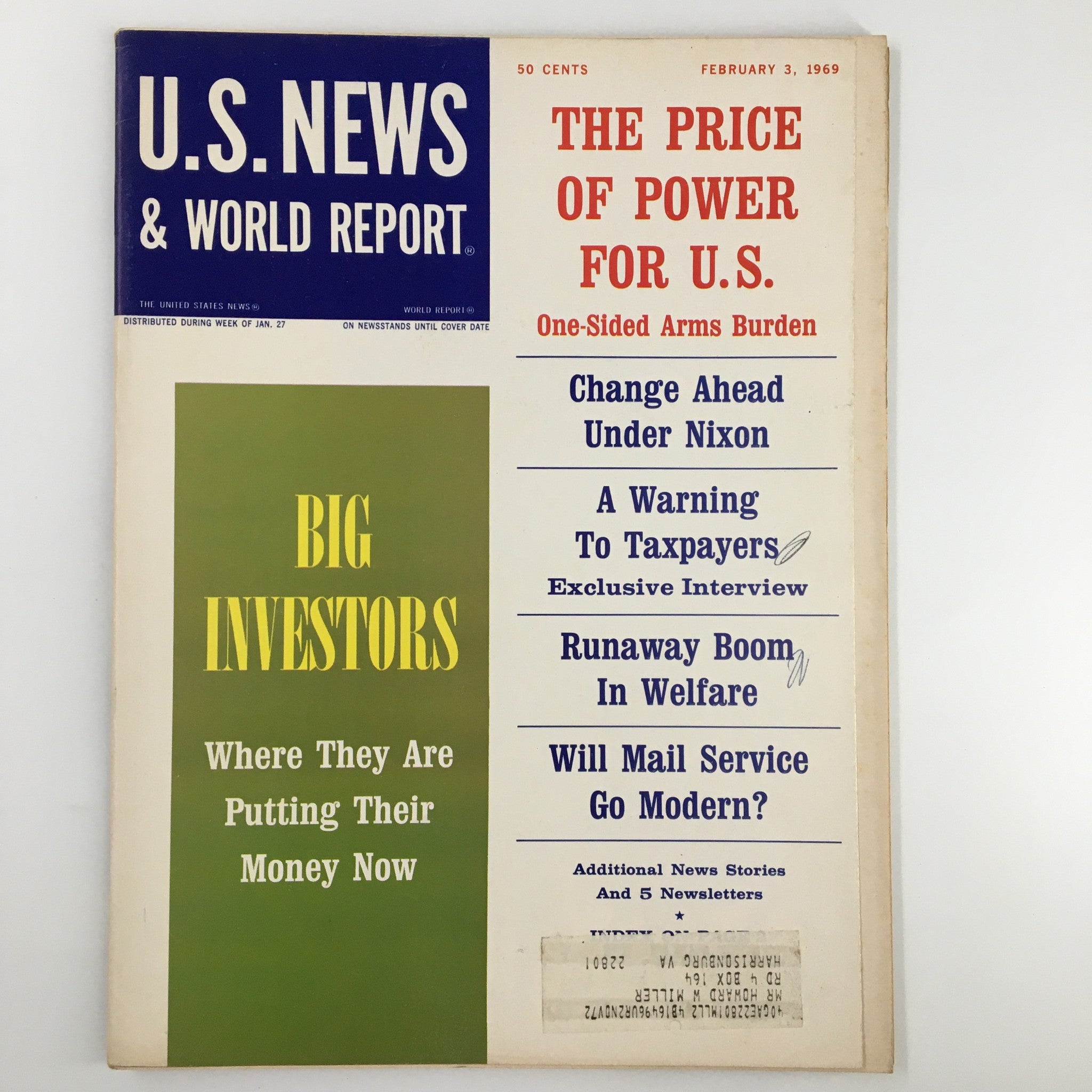 US News & World Report Magazine February 3 1969 The Price of Power for U.S.