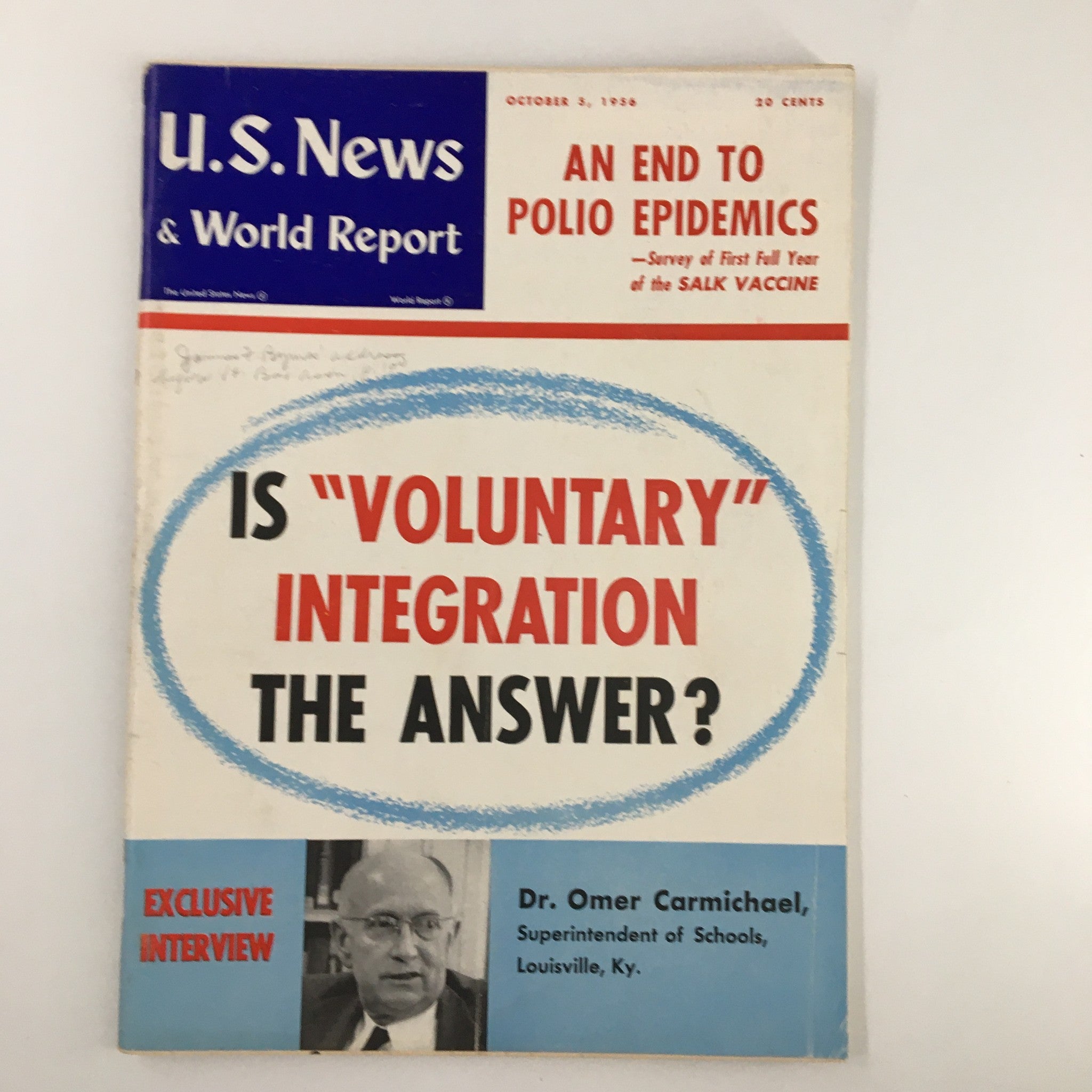 US News & World Report Magazine October 5 1956 Dr. Omer Carmichael Interview