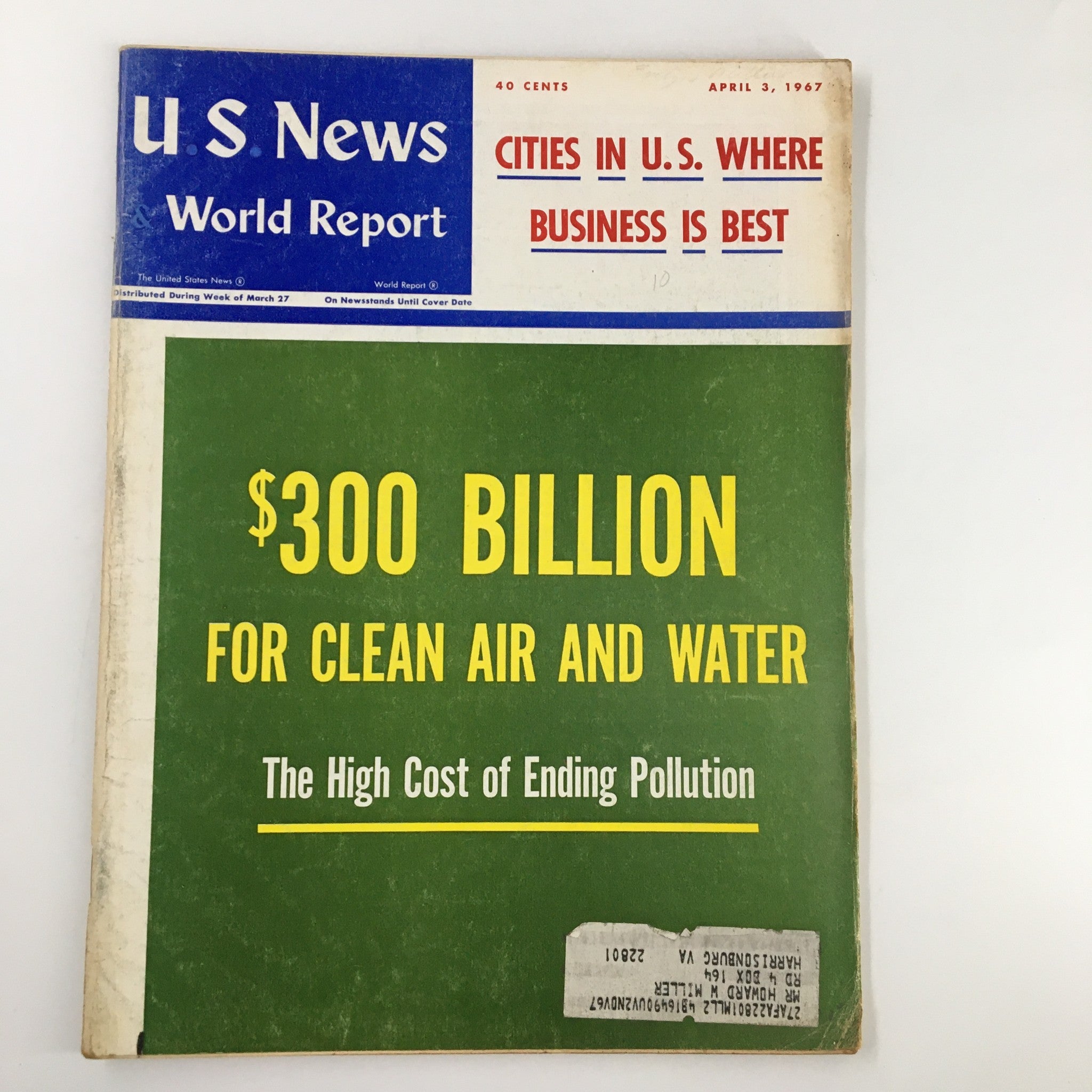 US News & World Report Magazine April 3 1967 Cities in US Where Business is Best