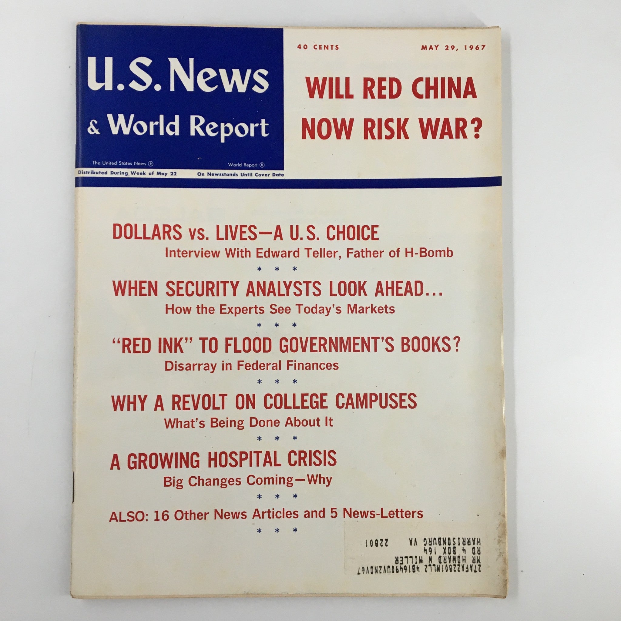 US News & World Report Magazine May 29 1967 Will Red China Now Risk War?