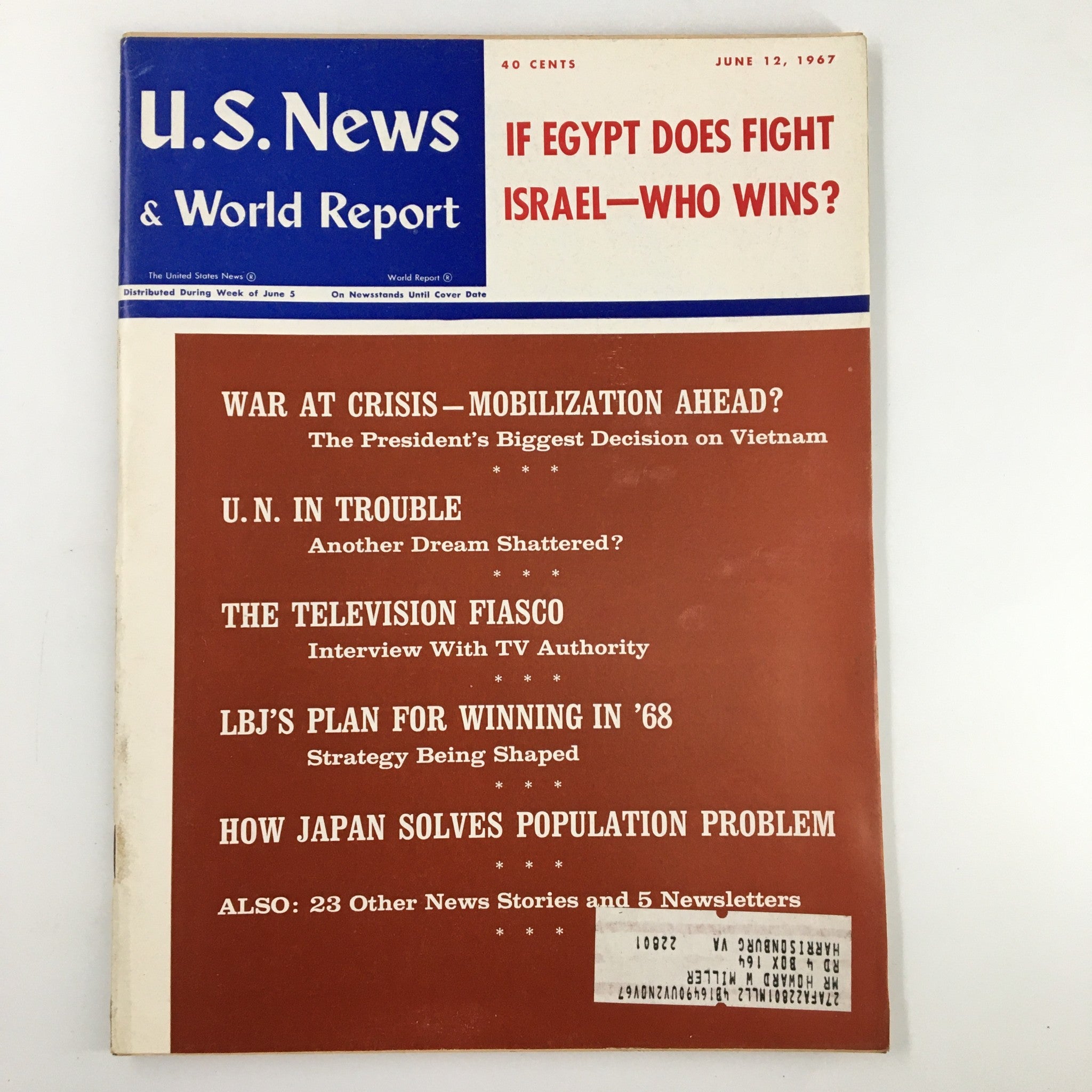 US News & World Report Magazine June 12 1967 If Egypt Does Fight Israel Who Wins