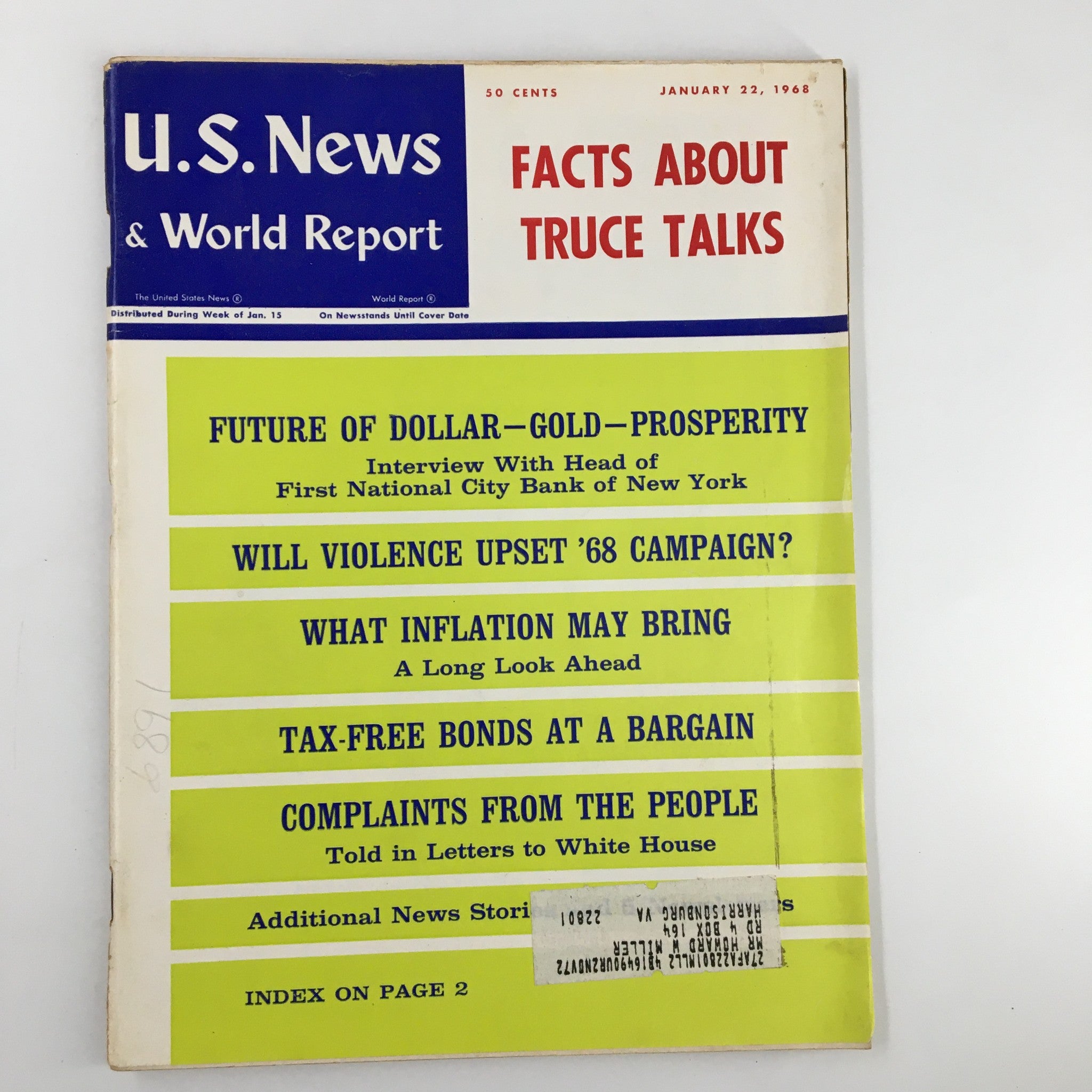 US News & World Report Magazine January 22 1968 Future of Dollar Gold Prosperity