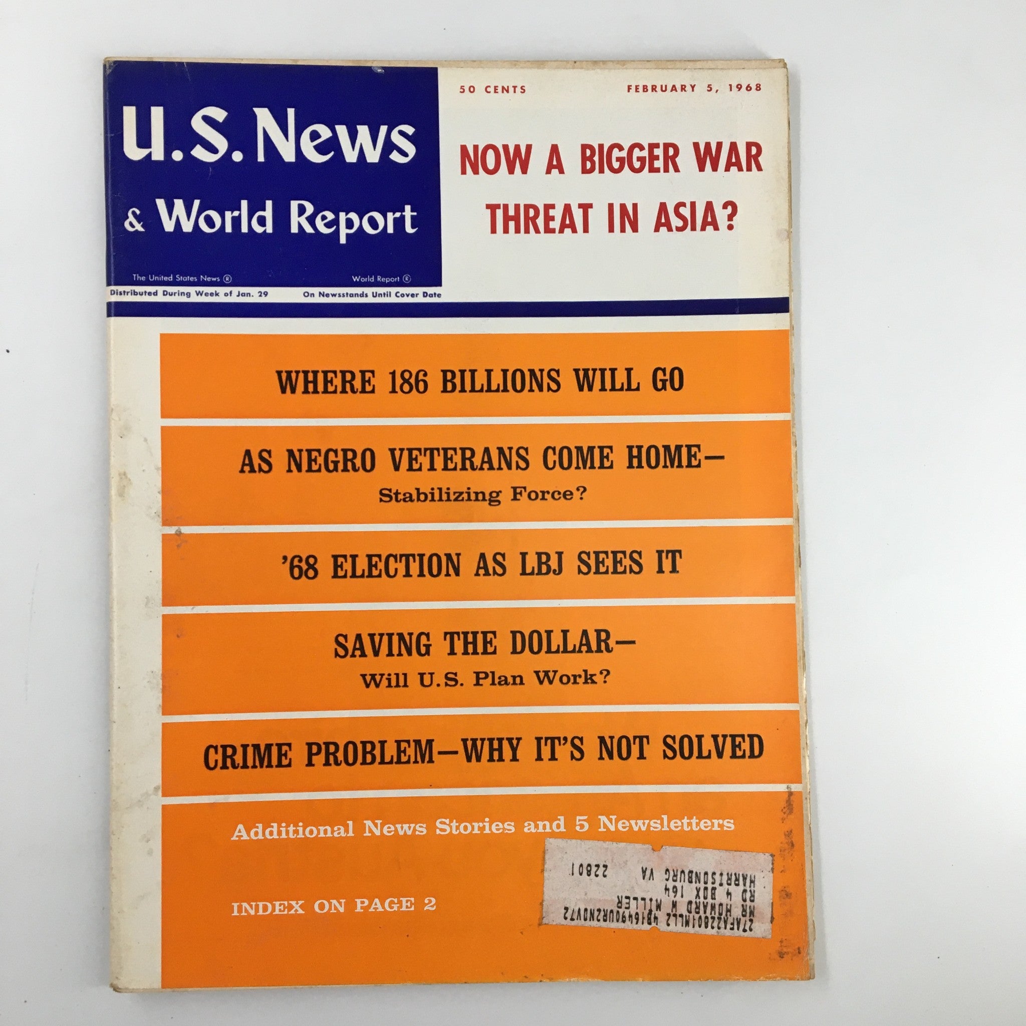 US News & World Report Magazine February 5 1968 Now A Bigger War Threat in Asia