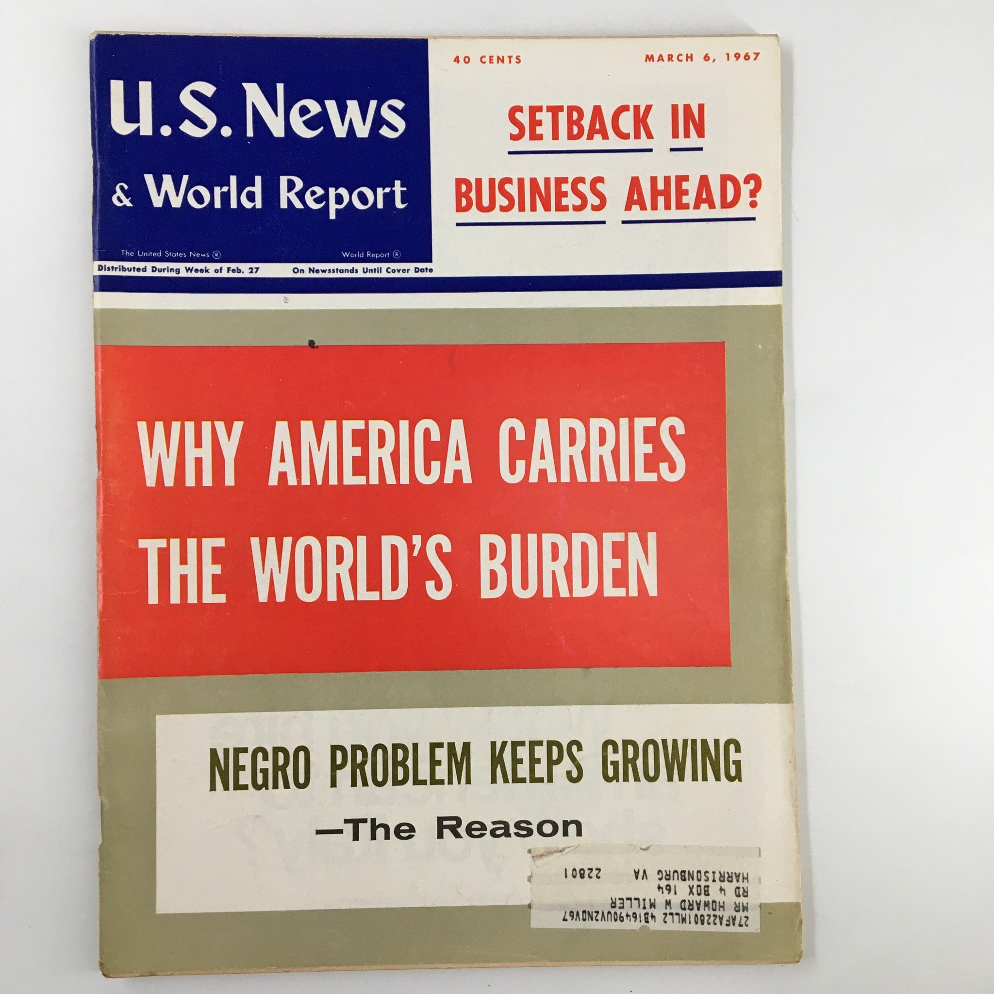 US News & World Report Magazine March 6 1967 Setback in Business Ahead