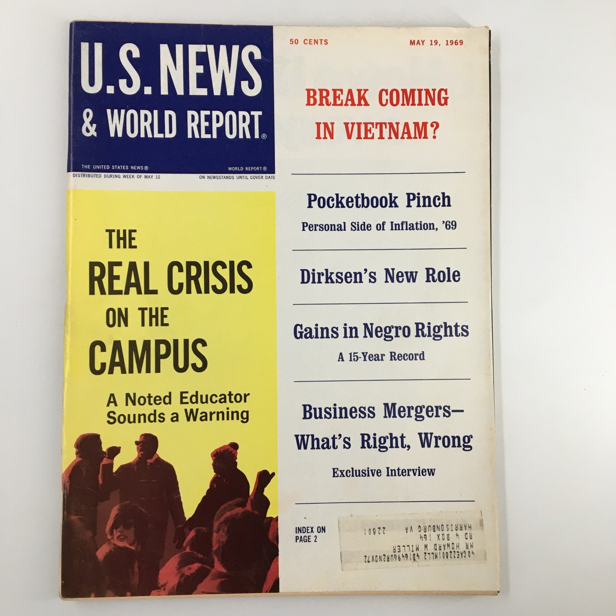 US News & World Report Magazine May 19 1969 The Real Crisis on the Campus