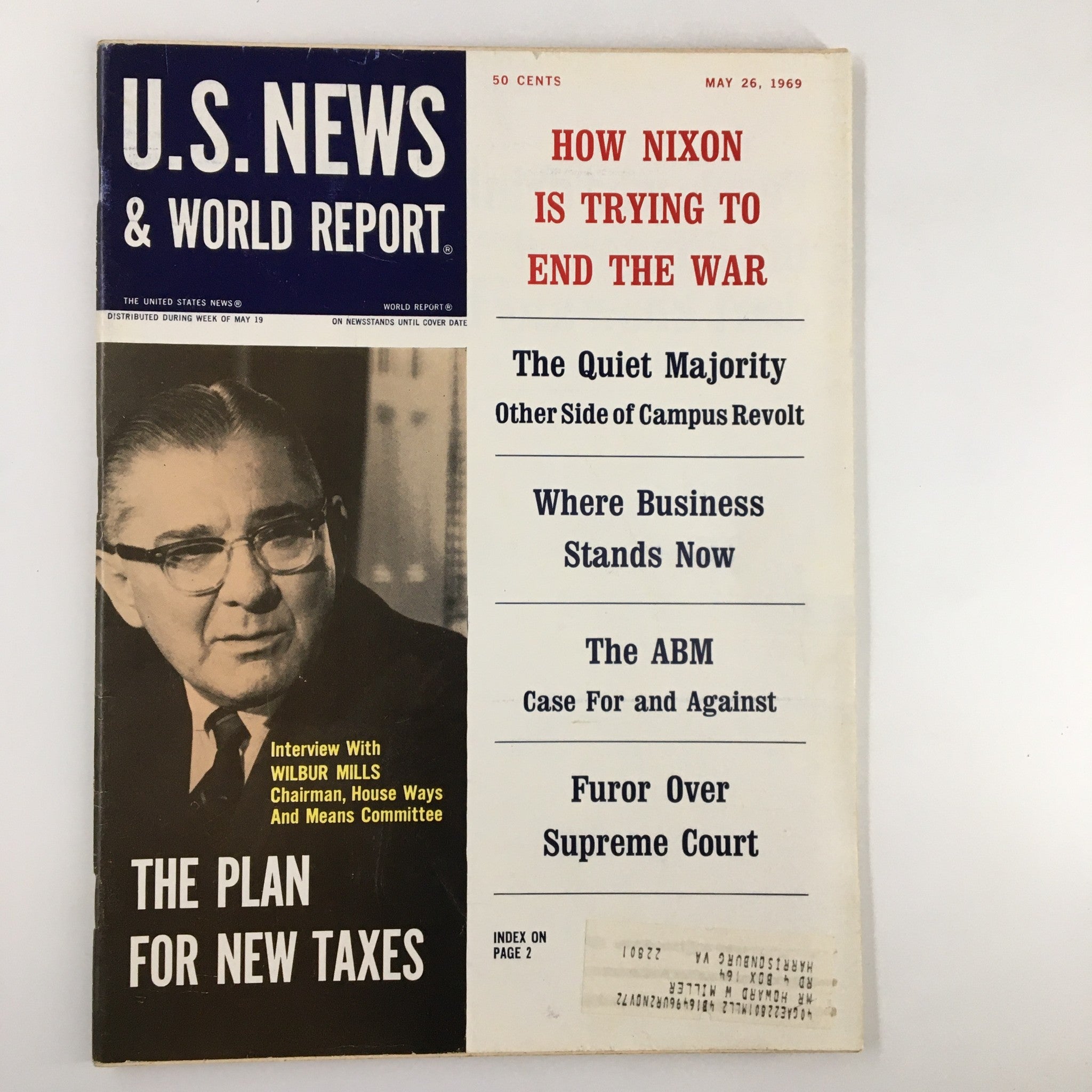 US News & World Report Magazine May 26 1969 Interview with Wilbur Mills