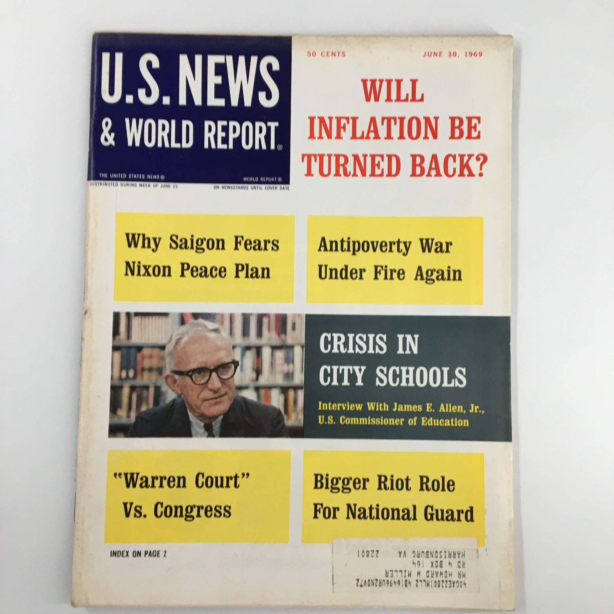 US News & World Report Magazine June 30 1969 Warren Court vs The Congress