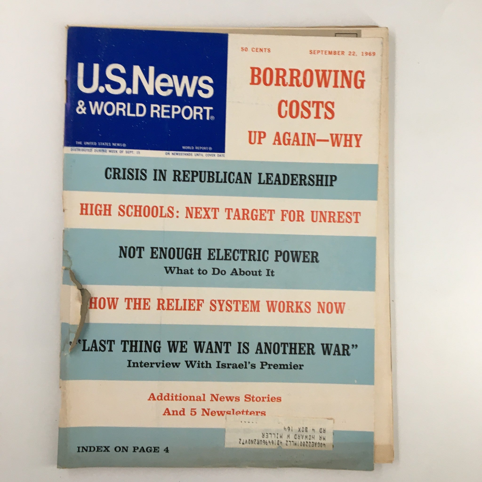 US News & World Report Magazine September 22 1969 Borrowing Costs Up Again - Why