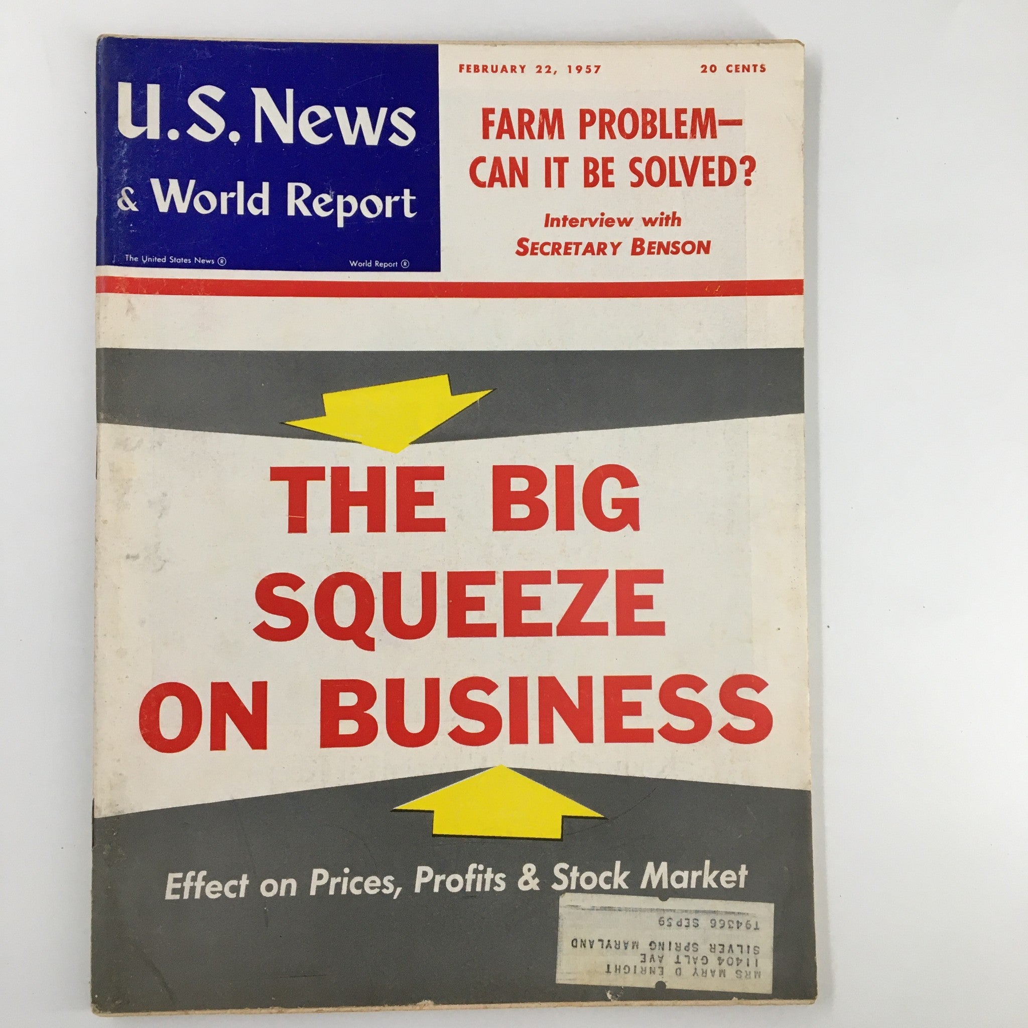 US News & World Report Magazine February 22 1957 The Big Squeeze On Business