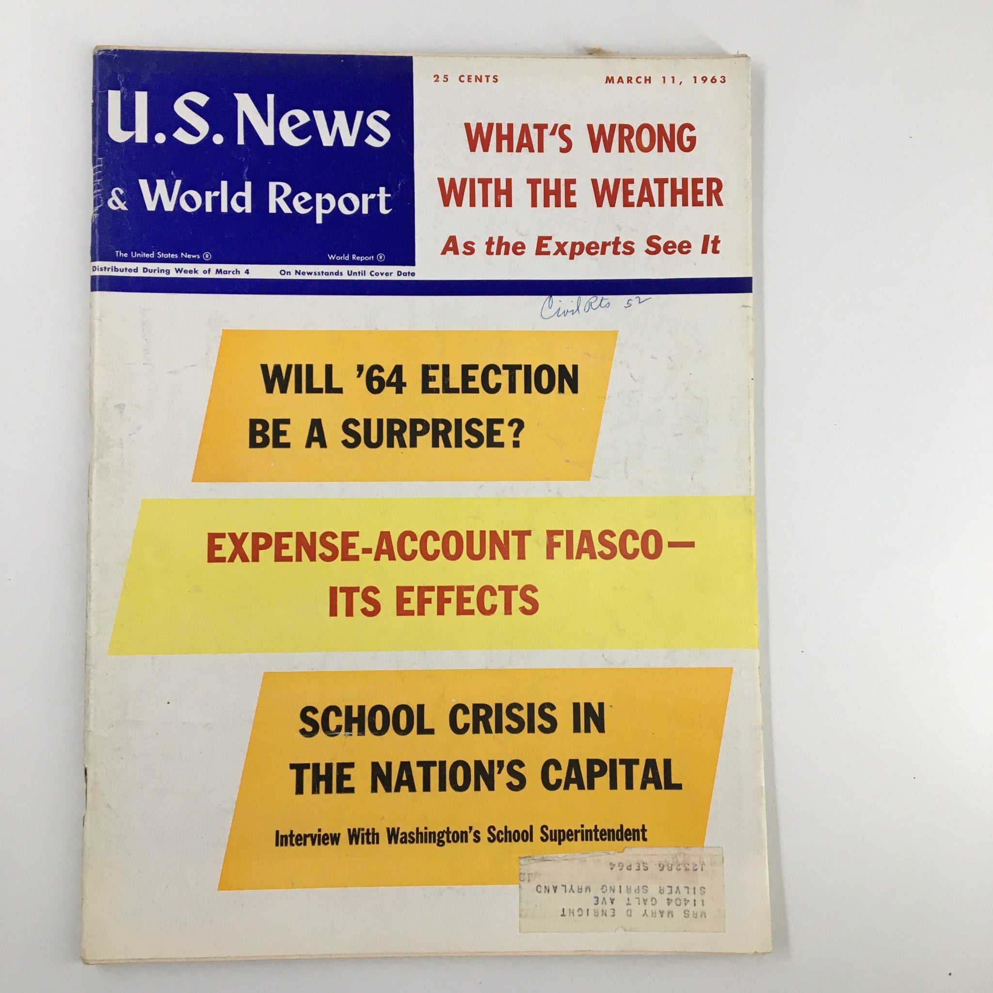 US News & World Report Magazine March 11 1963 What's Wrong With The Weather?