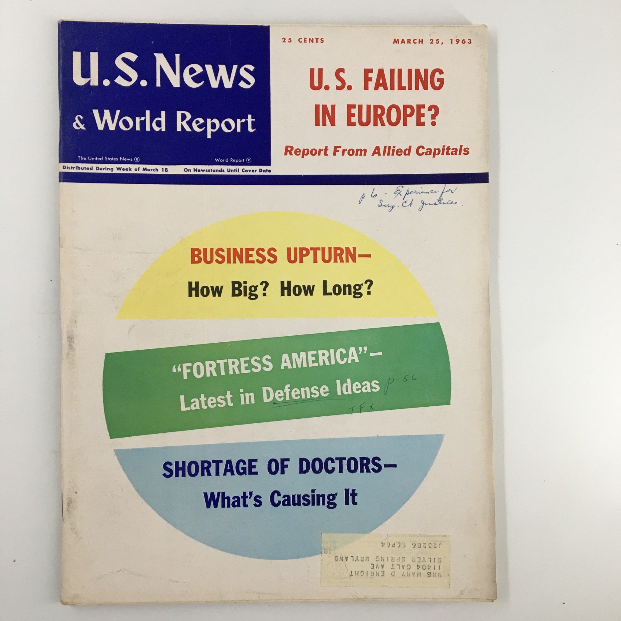 US News & World Report Magazine March 25 1963 The Shortage of Doctors