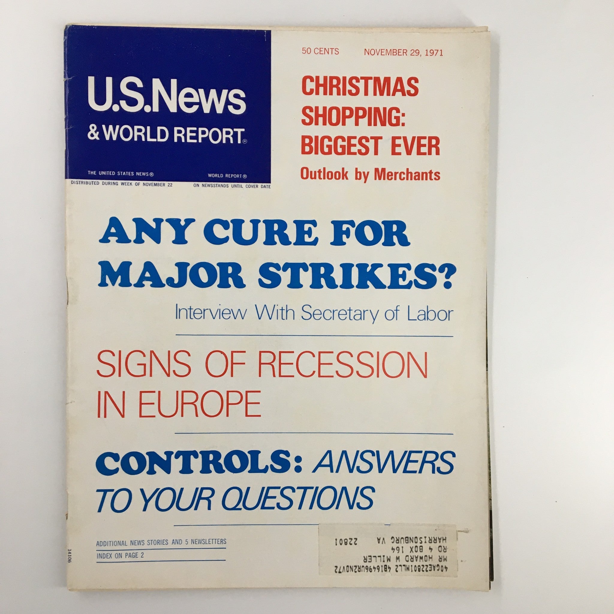 US News & World Report Magazine November 29 1971 Signs of Recession in Europe