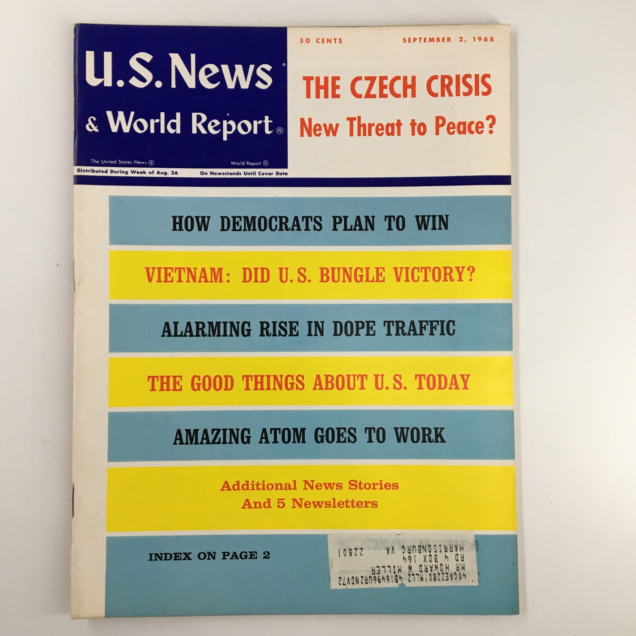 US News & World Report Magazine September 2 1968 The Czech Crisis Threat, Peace?