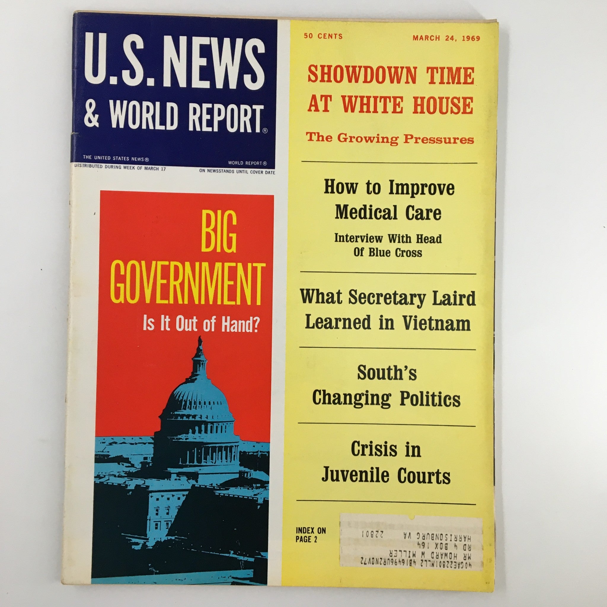 US News & World Report Magazine March 24 1969 Showdown Time at White House