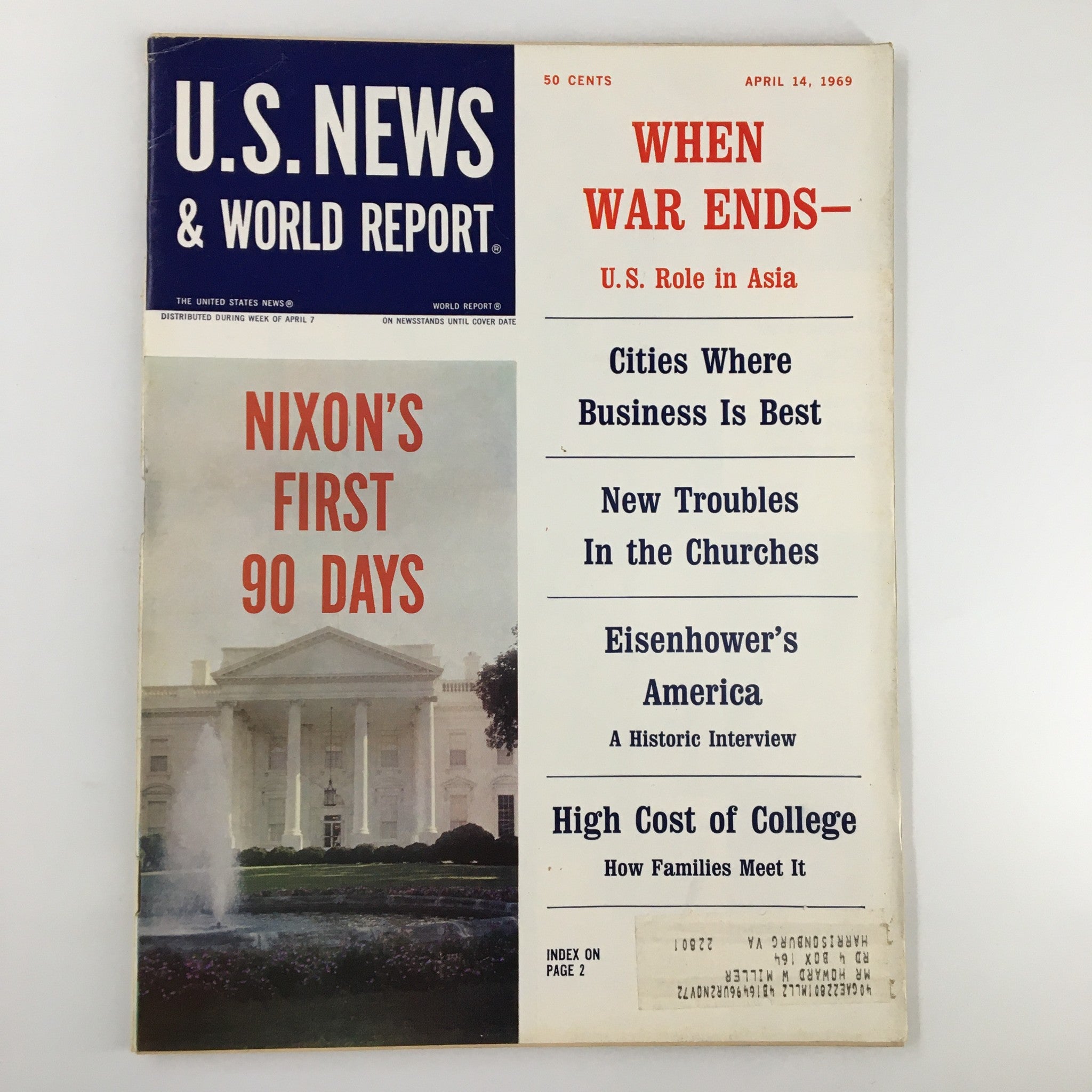 US News & World Report Magazine April 14 1969 Richard Nixon's First 90 Days