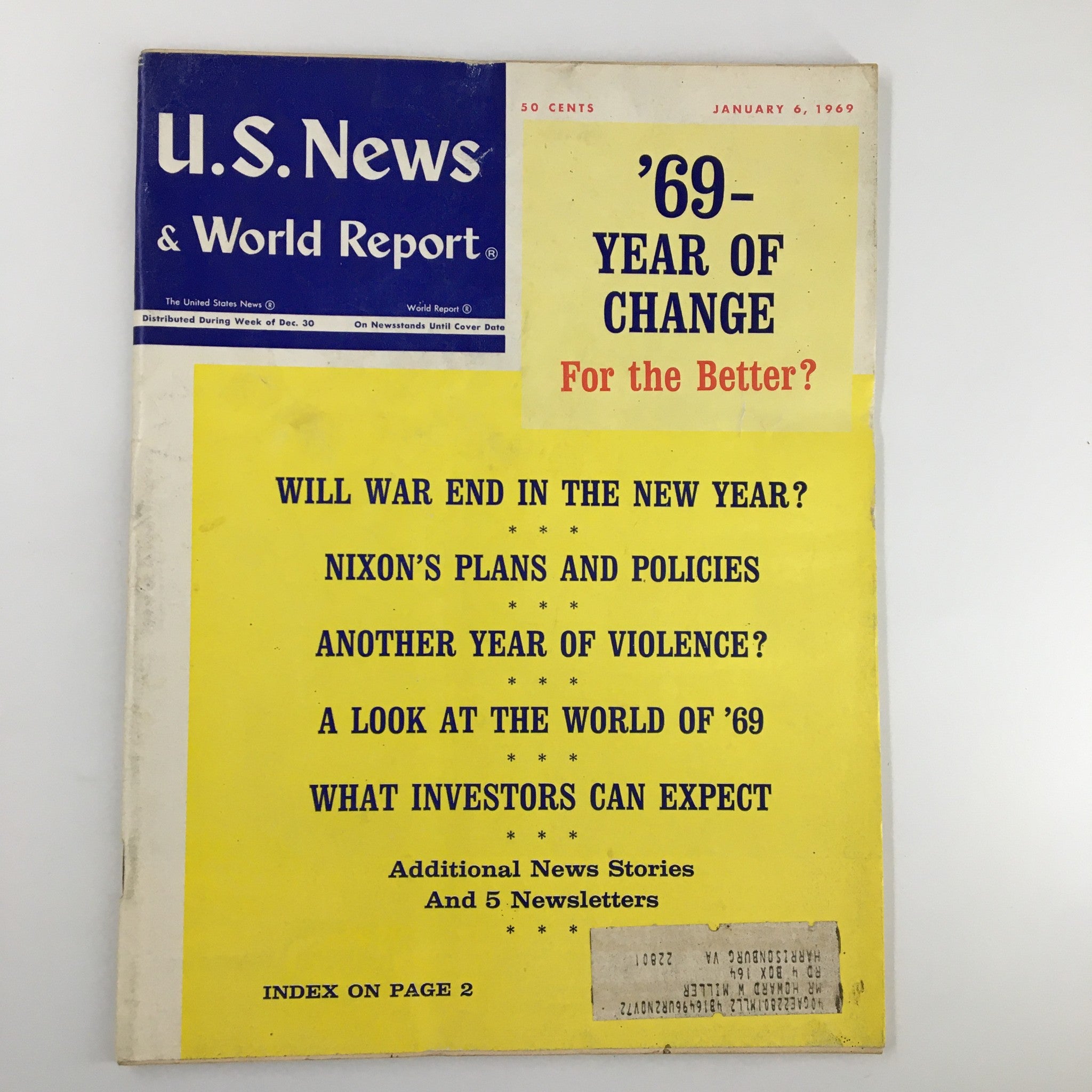 US News & World Report Magazine January 6 1969 Will War End In The New Year?