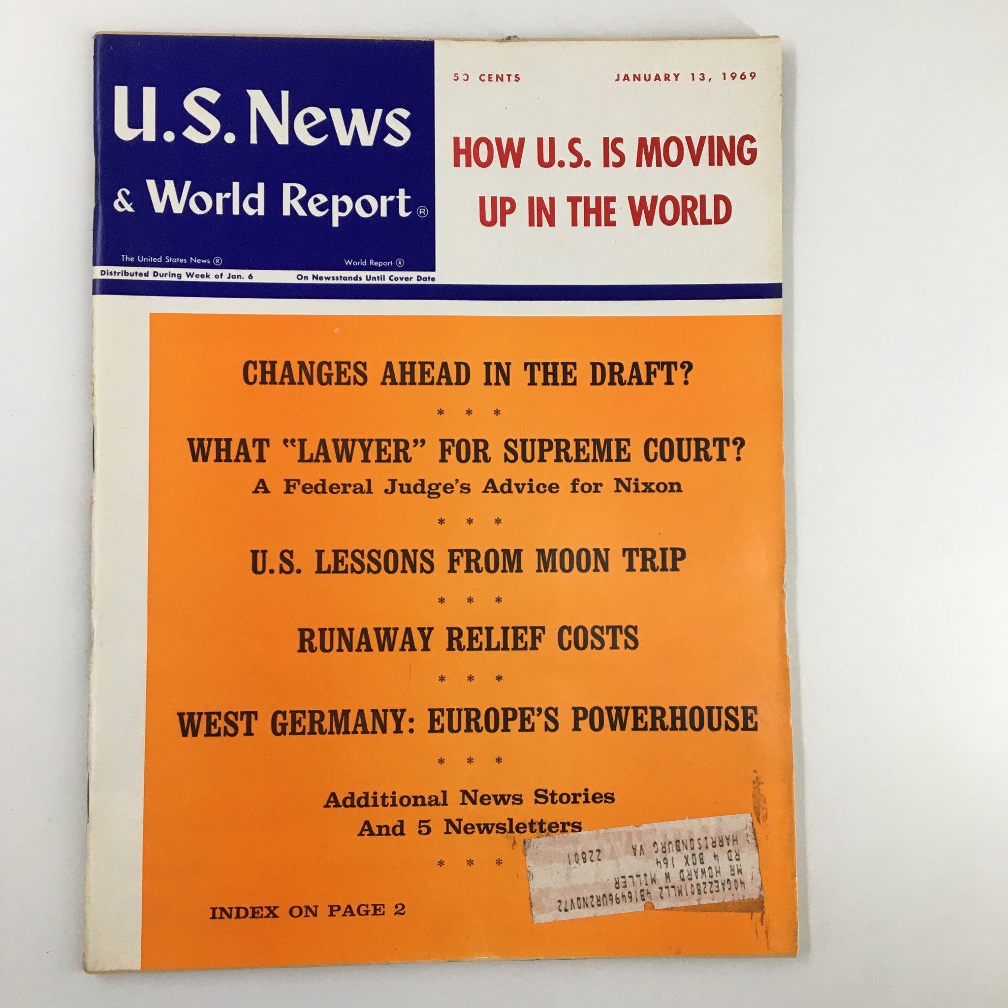 US News & World Report Magazine January 13 1969 How U.S. Is Moving Up In World?