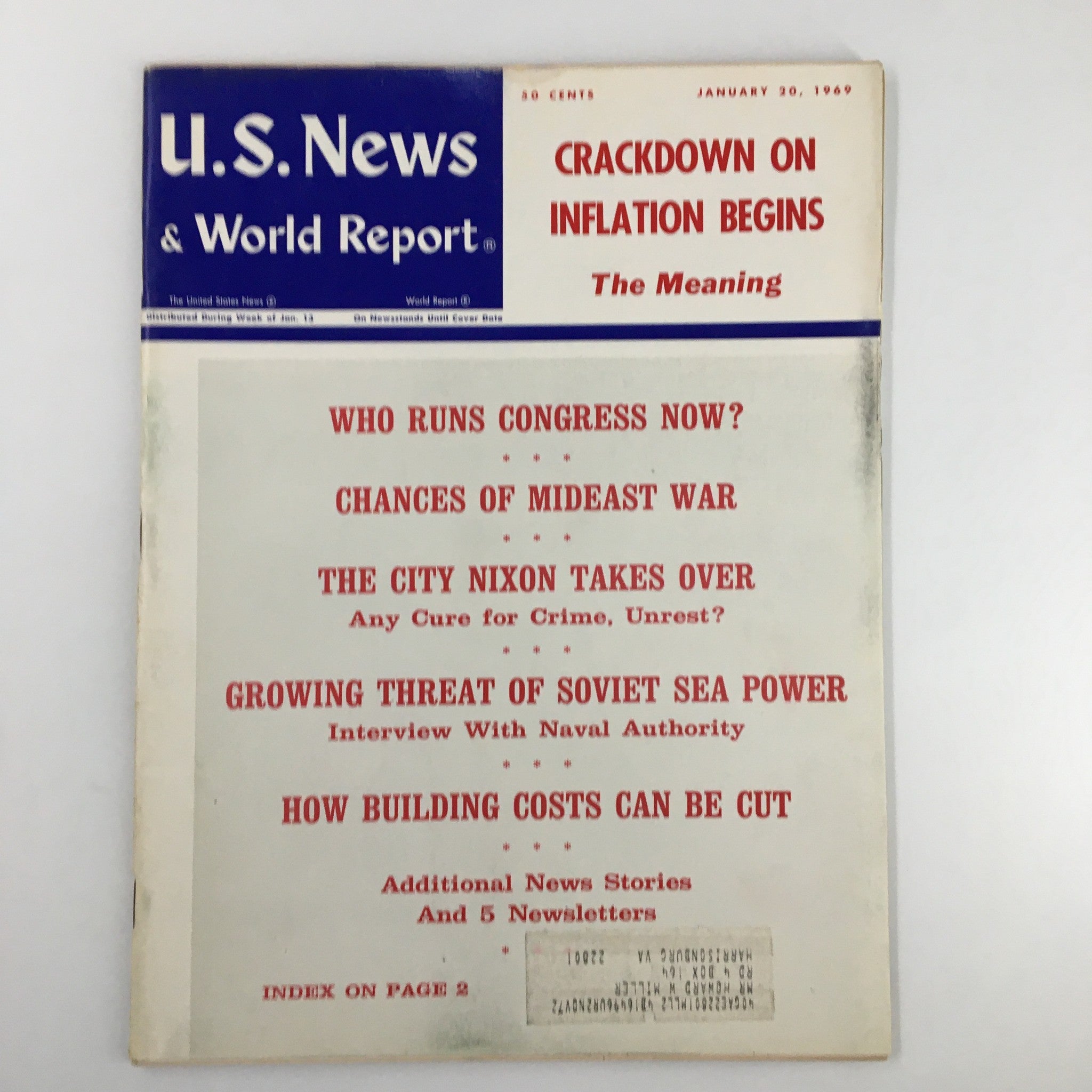 US News & World Report Magazine January 20 1969 Crackdown On Inflation Begins