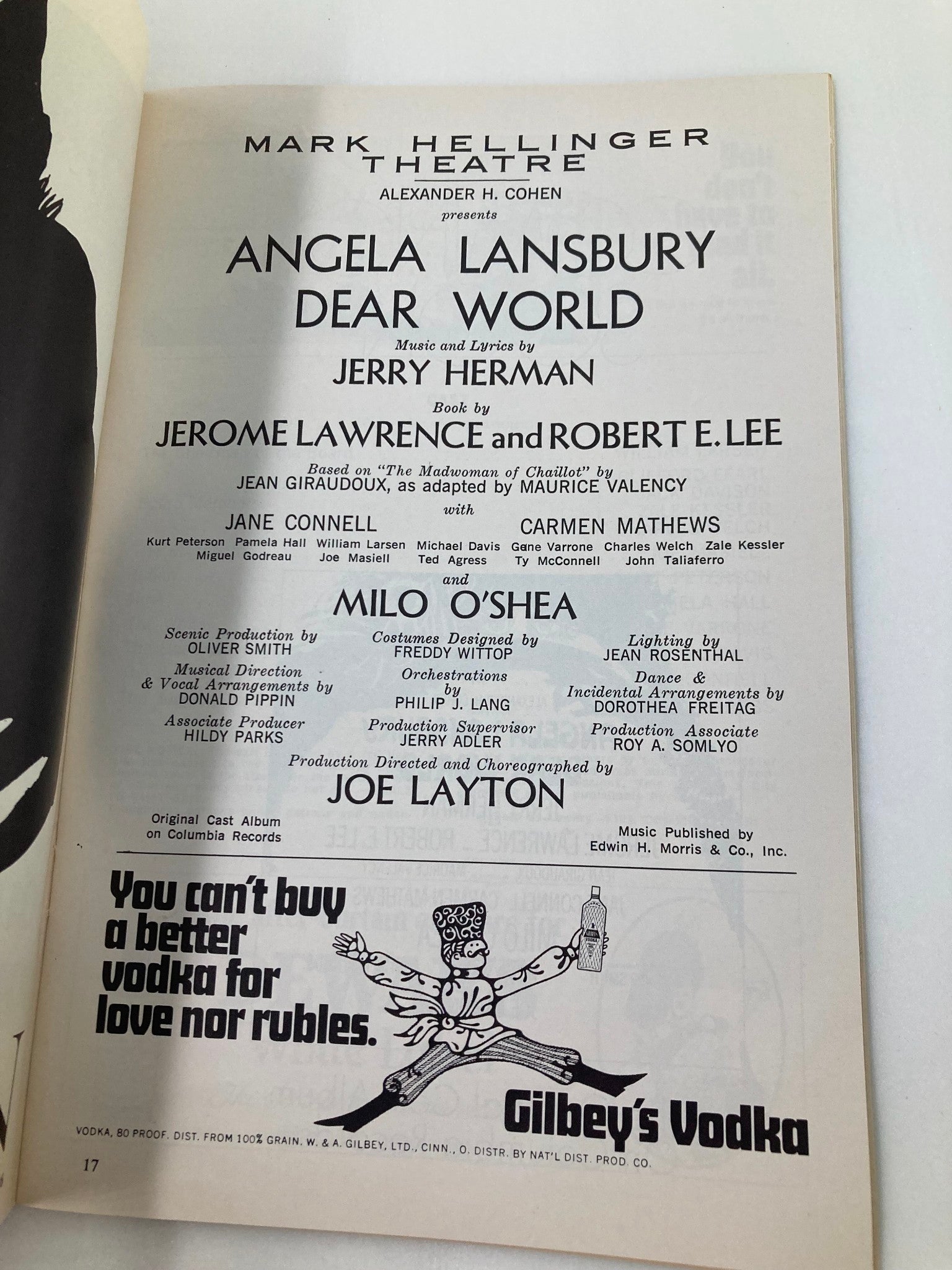 1969 Playbill Mark Hellinger Theatre Angela Lansbury in Dear World