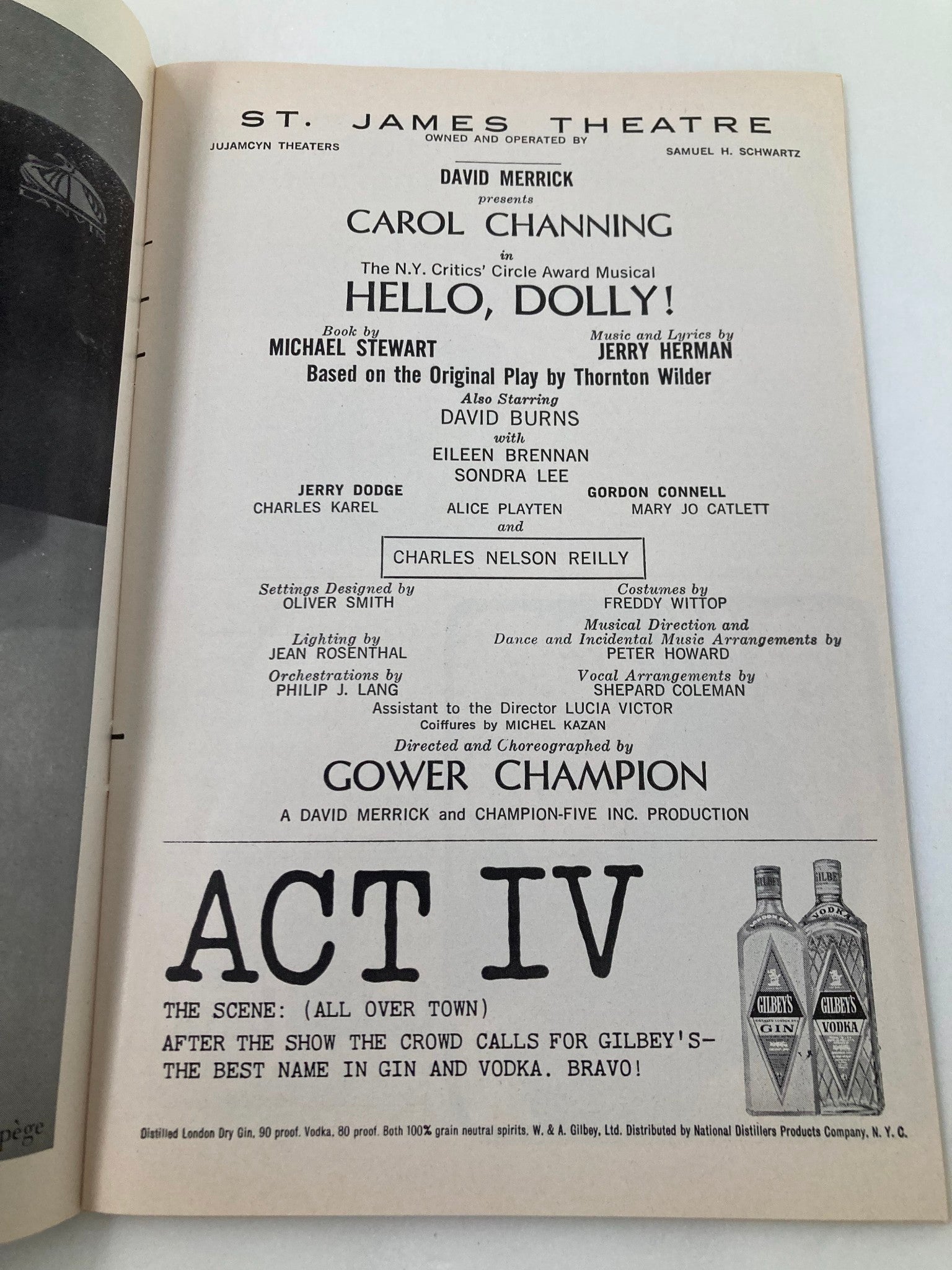 1965 Playbill St. James Theatre Carol Channing, David Burns in Hello Dolly!