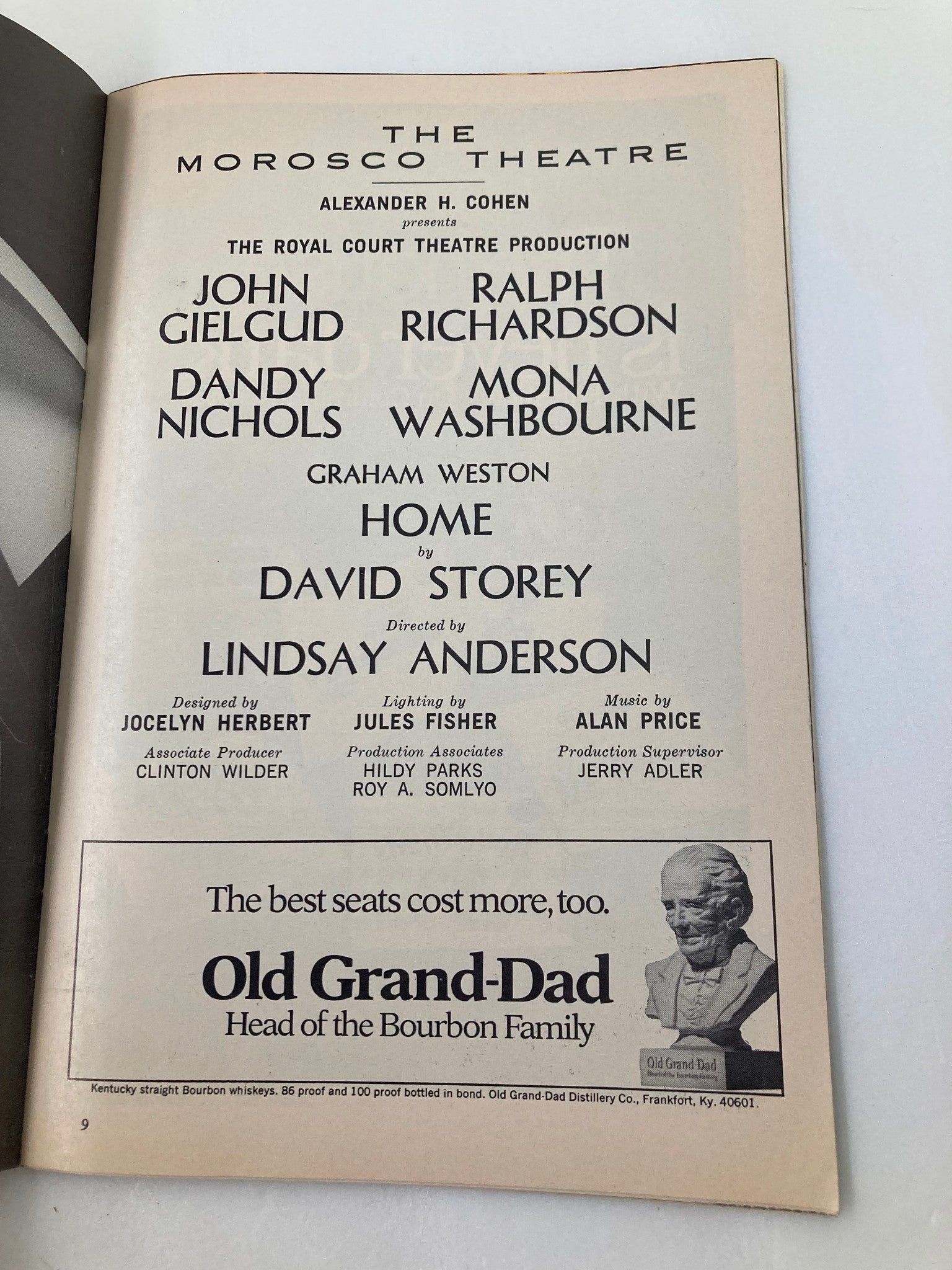 1970 Playbill The Morosco Theatre John Gielgud, Ralph Richardson in Home