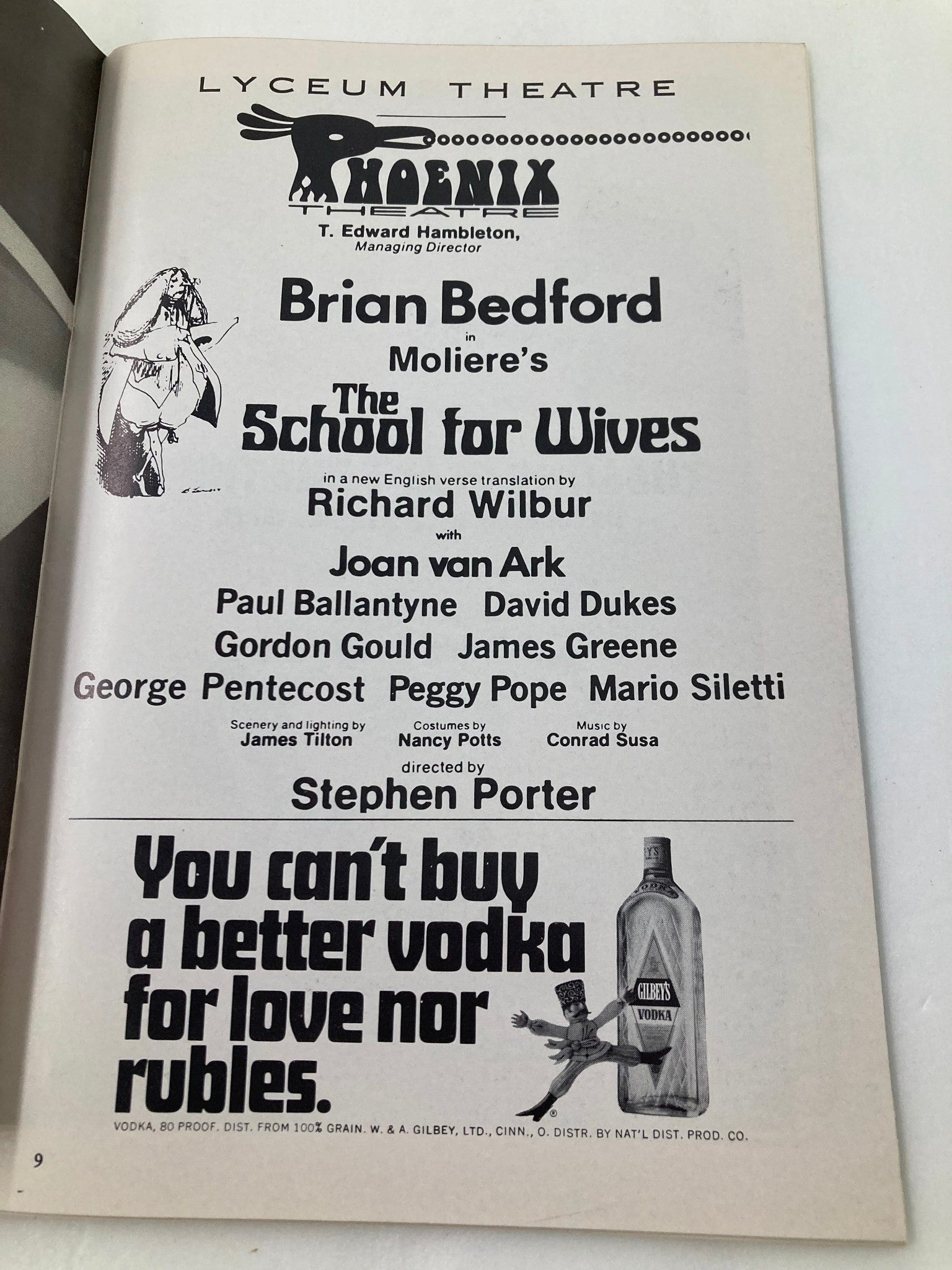 1971 Playbill Lyceum Theatre Brian Bedford in The School for Wives