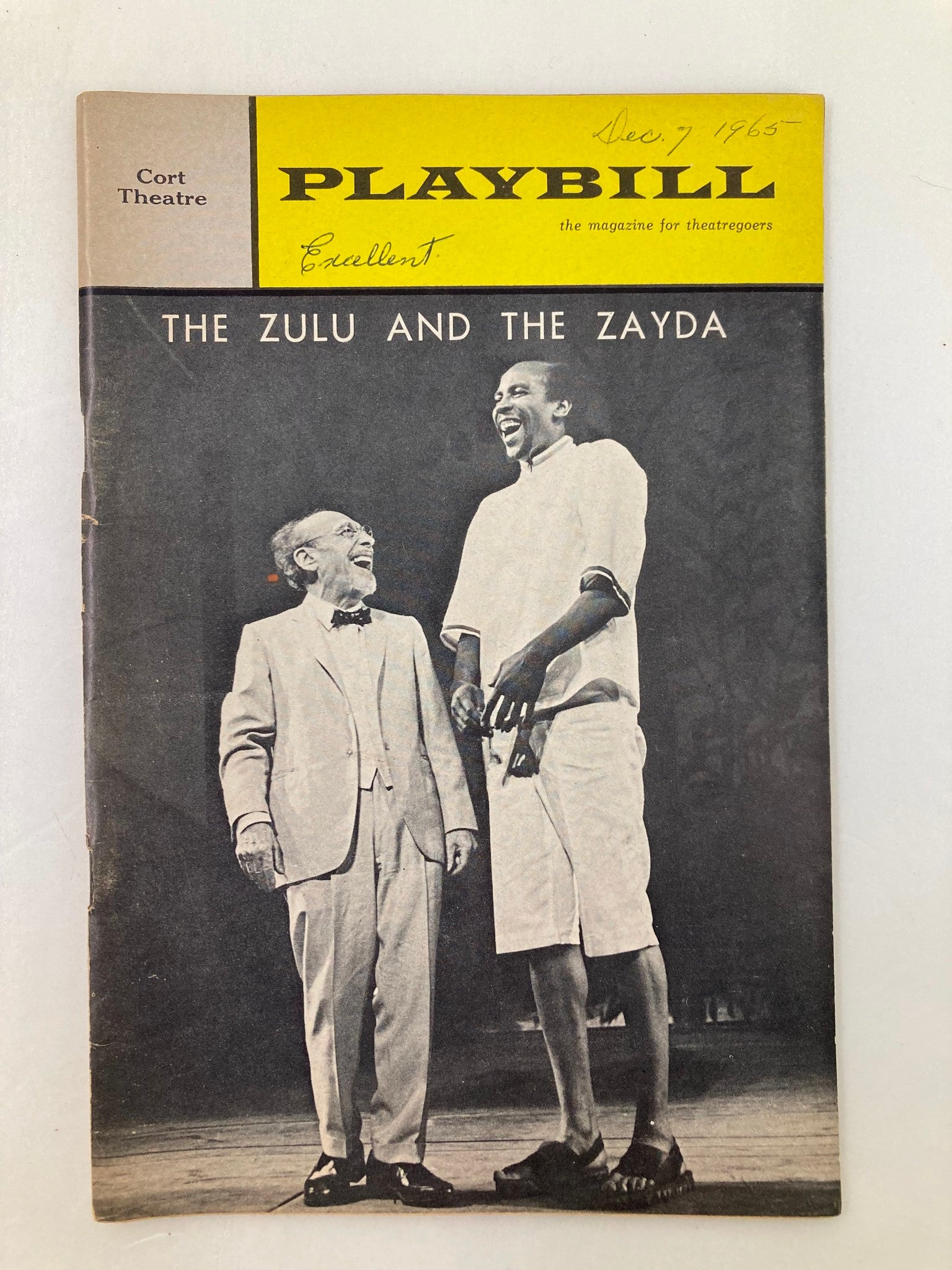 1965 Playbill Cort Theatre Menasha Skulnik in The Zulu and The Zayda