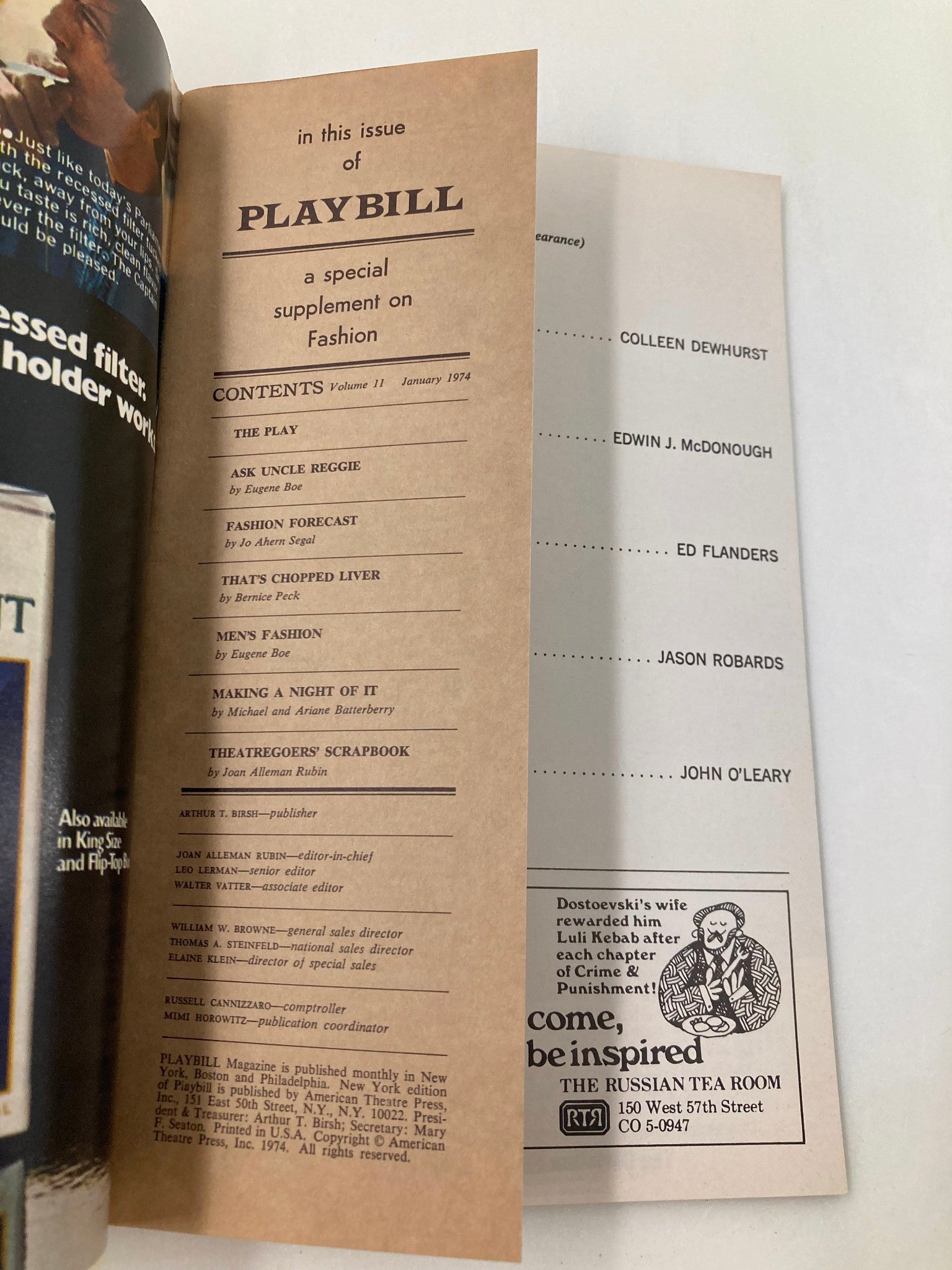 1974 Playbill Morosco Theatre Jason Robards in A Moon for the Misbegotten