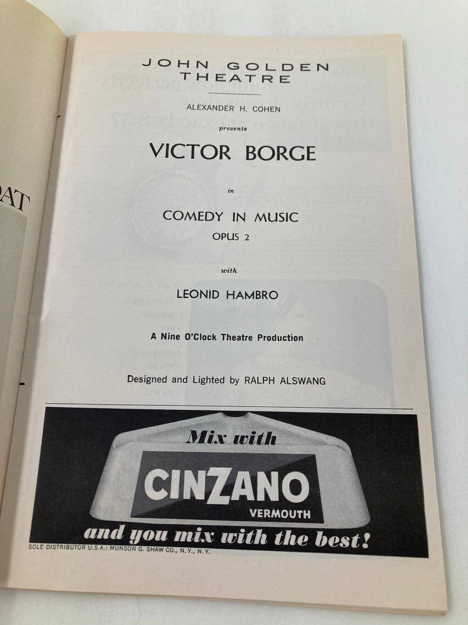 1965 Playbill John Golden Theatre Victor Borge in Comedy in Music Opus 2