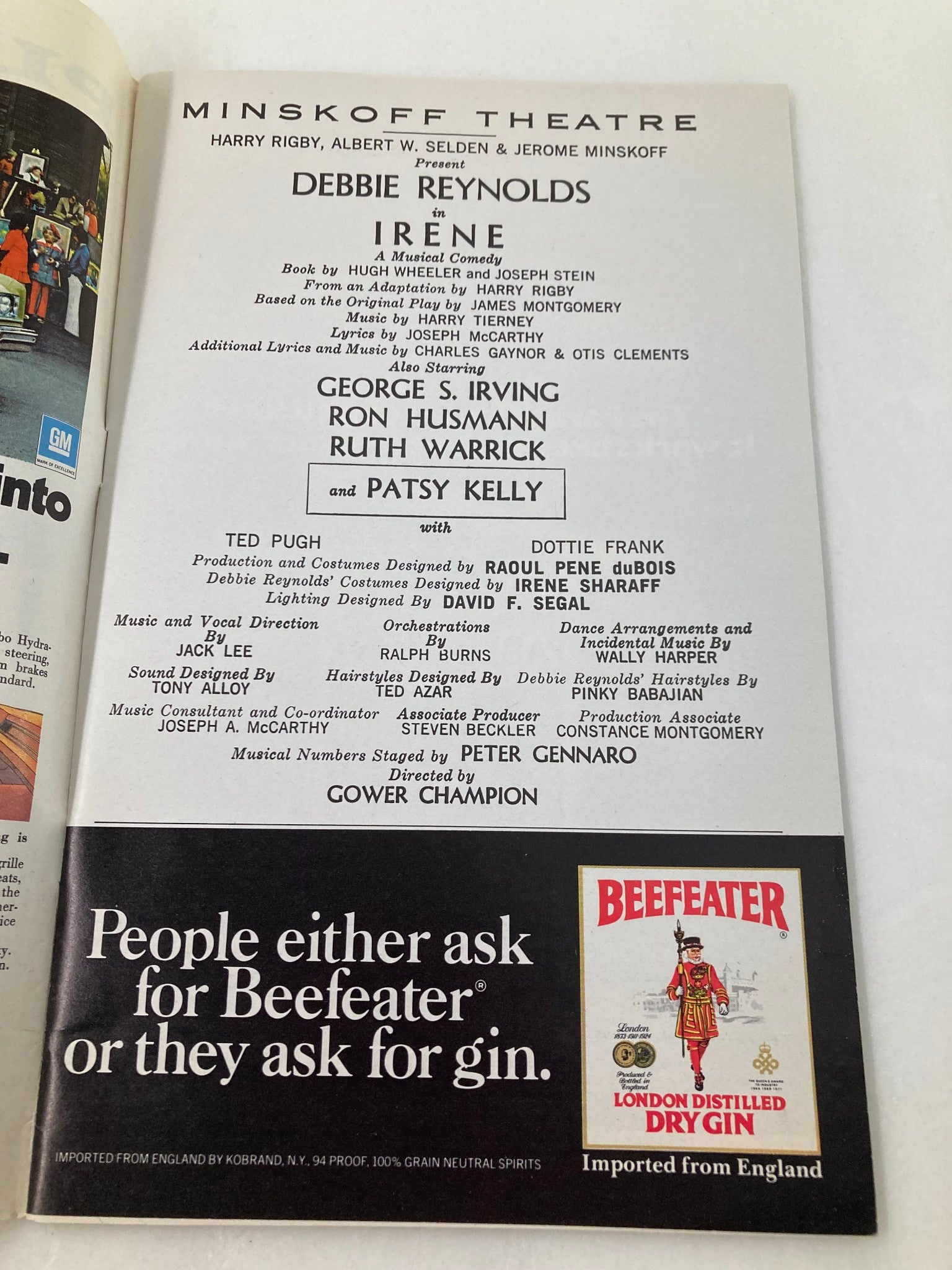 1974 Playbill Minskoff Theatre Debbie Reynolds and Patsy Kelly in Irene