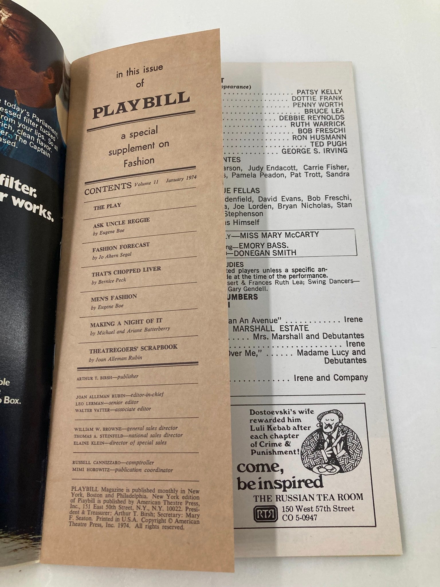 1974 Playbill Minskoff Theatre Debbie Reynolds and Patsy Kelly in Irene