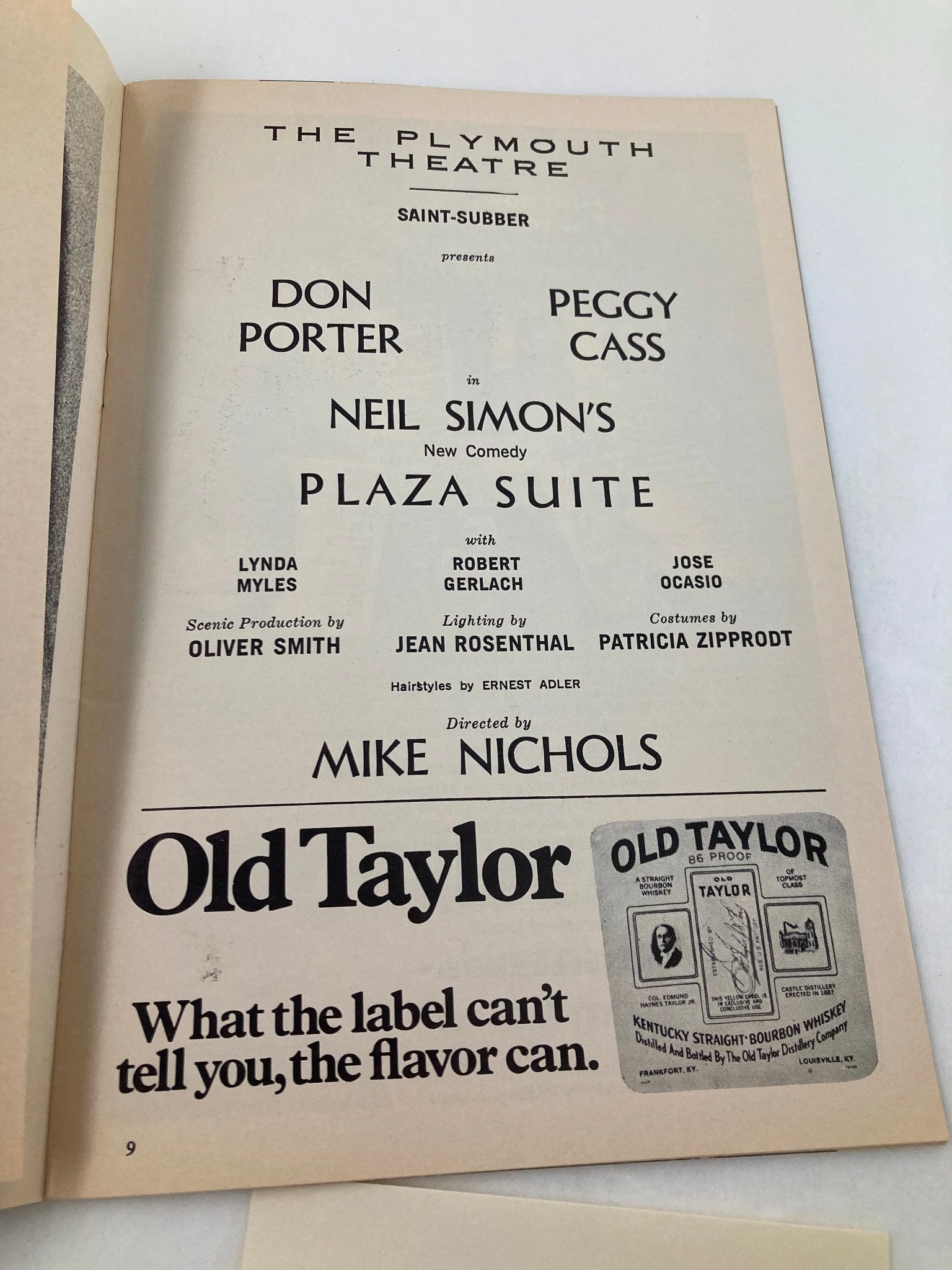 1970 Playbill The Plymouth Theatre Don Portner & Peggy Cass in Plaza Suite