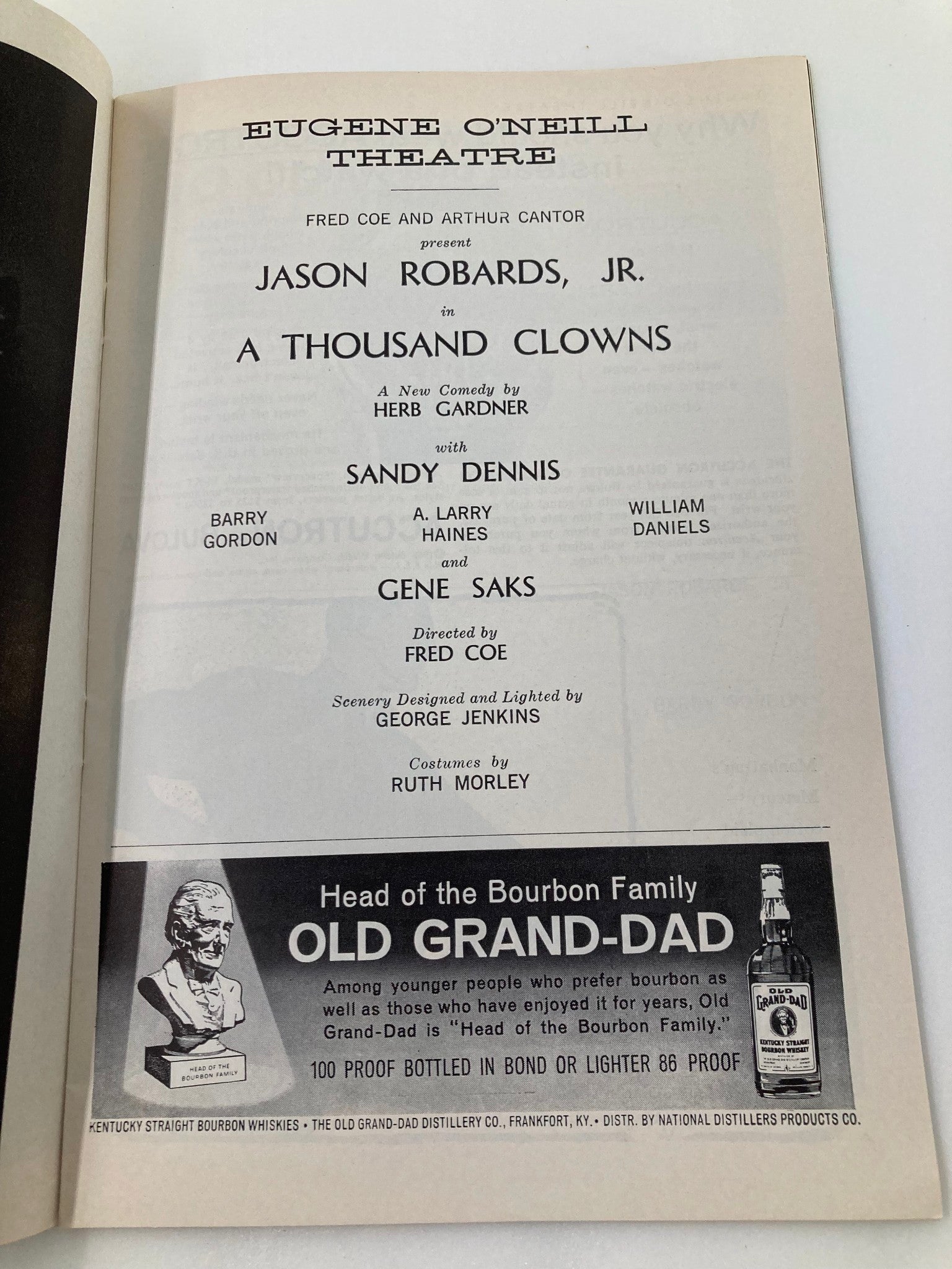 1962 Playbill Eugene O'Neill Theatre Jason Robards Jr. in A Thousand Clowns